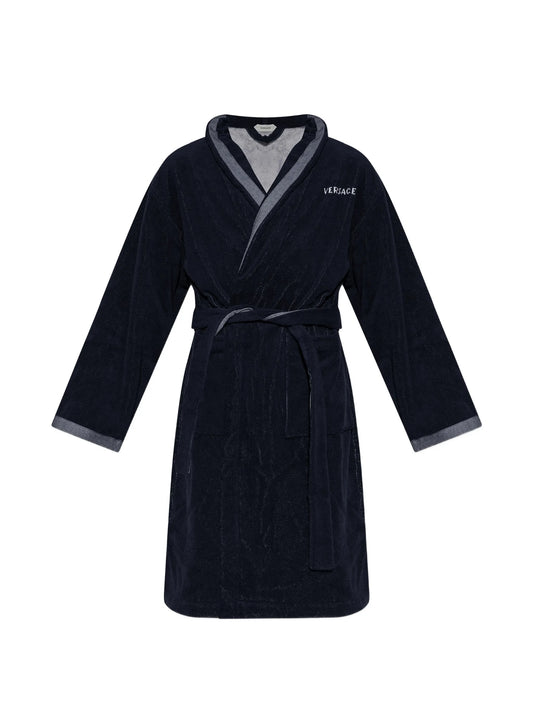 embroidered-graphic cotton bathrobe