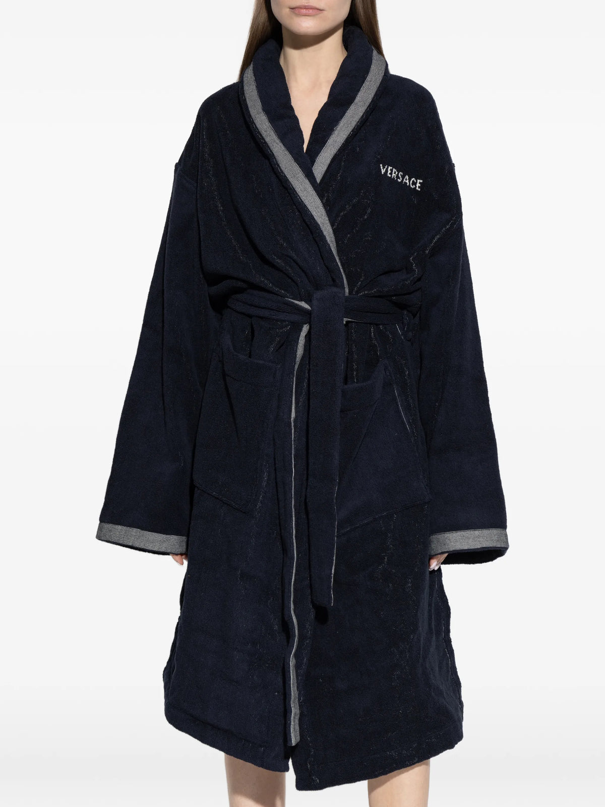 cotton-terry jacquard dressing gown