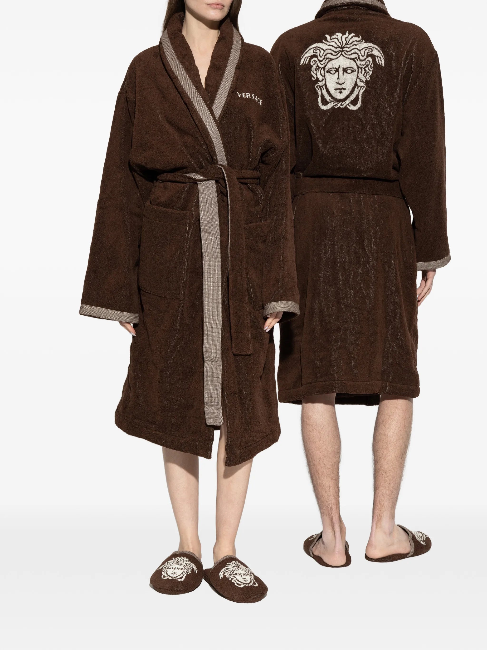 Cotton-Terry jacquard dressing gown
