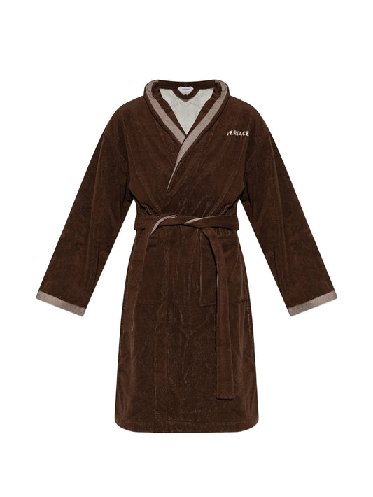 cotton-terry jacquard dressing gown