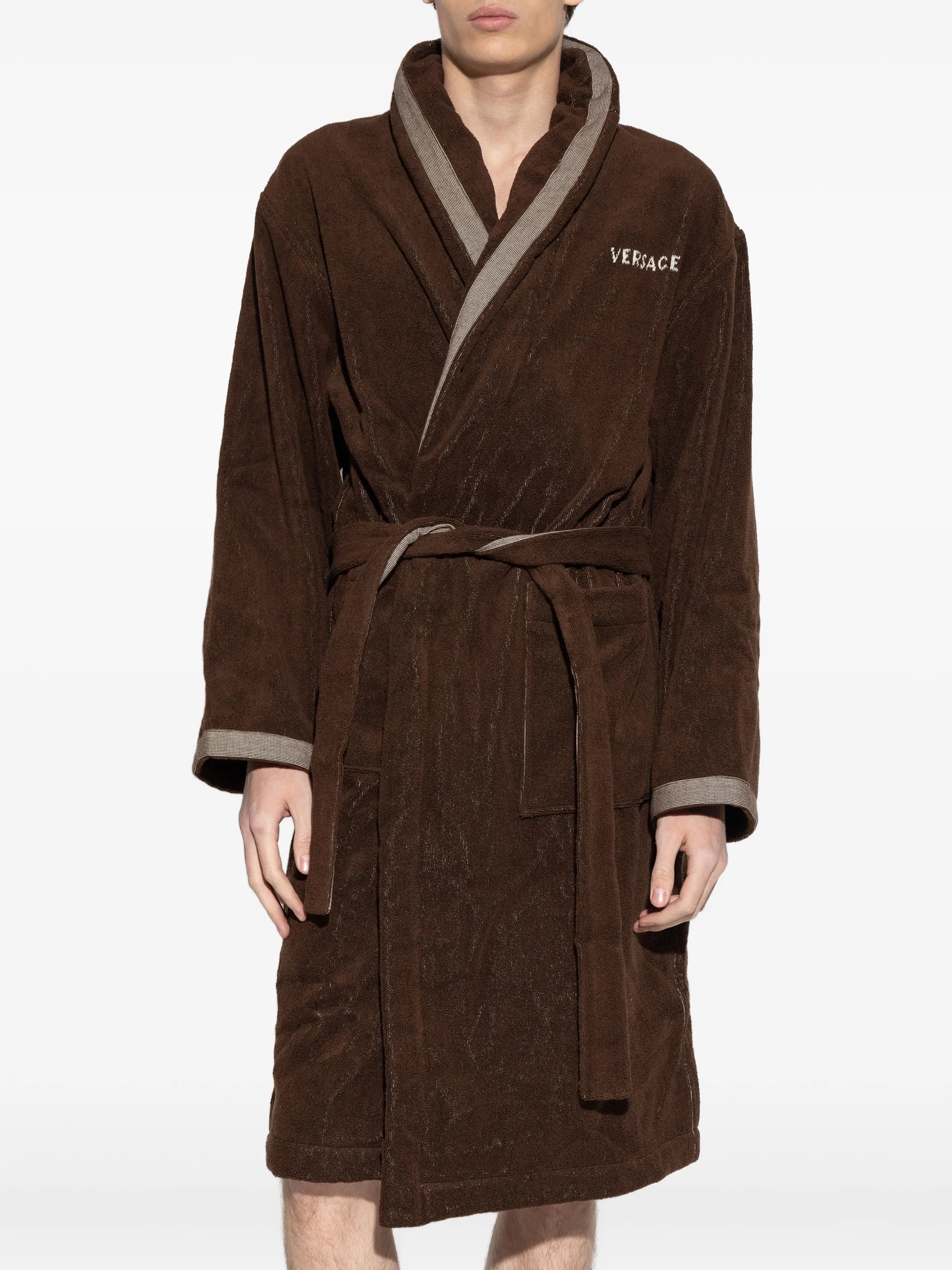 Cotton-Terry jacquard dressing gown
