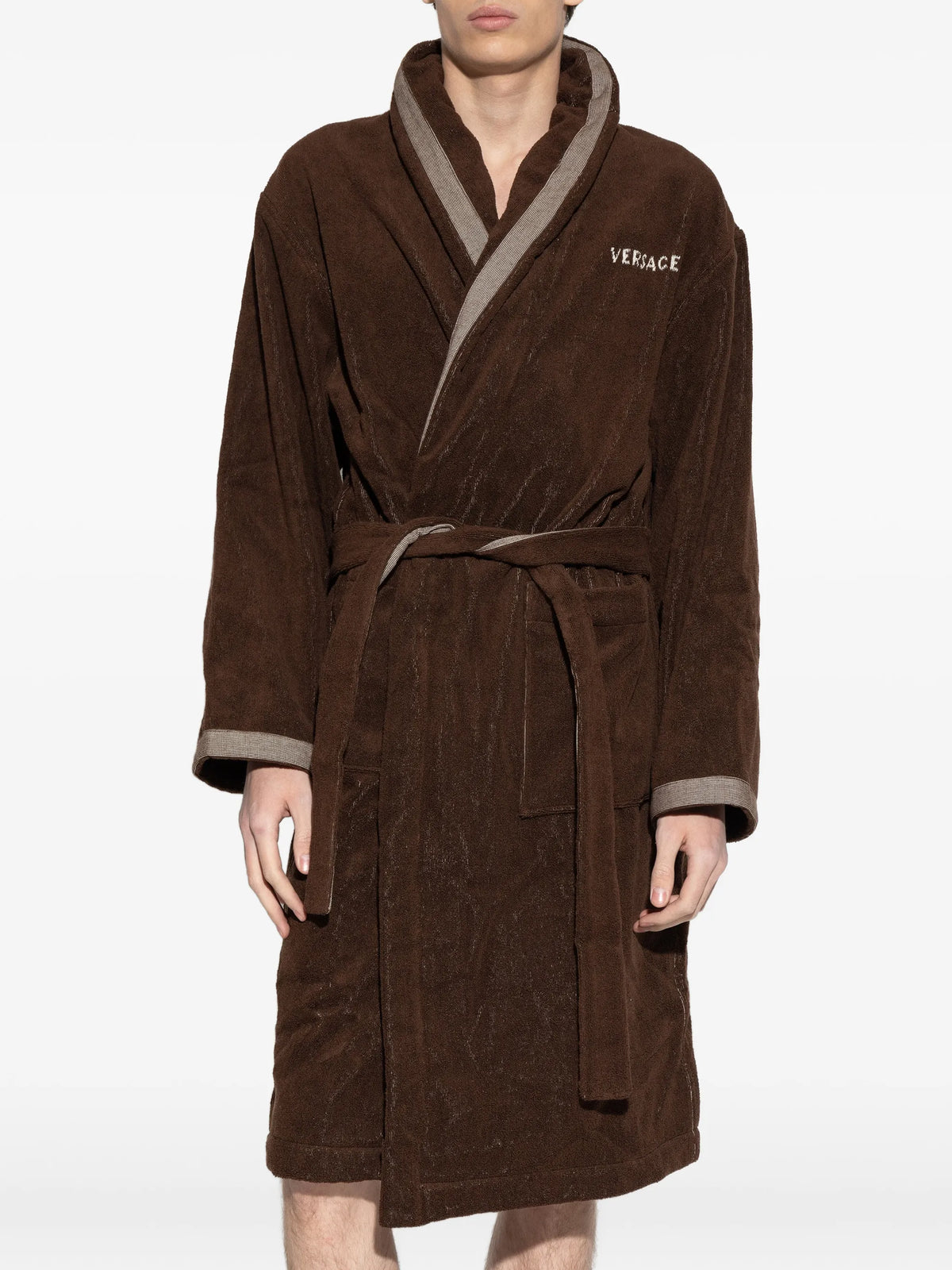 Cotton-Terry jacquard dressing gown