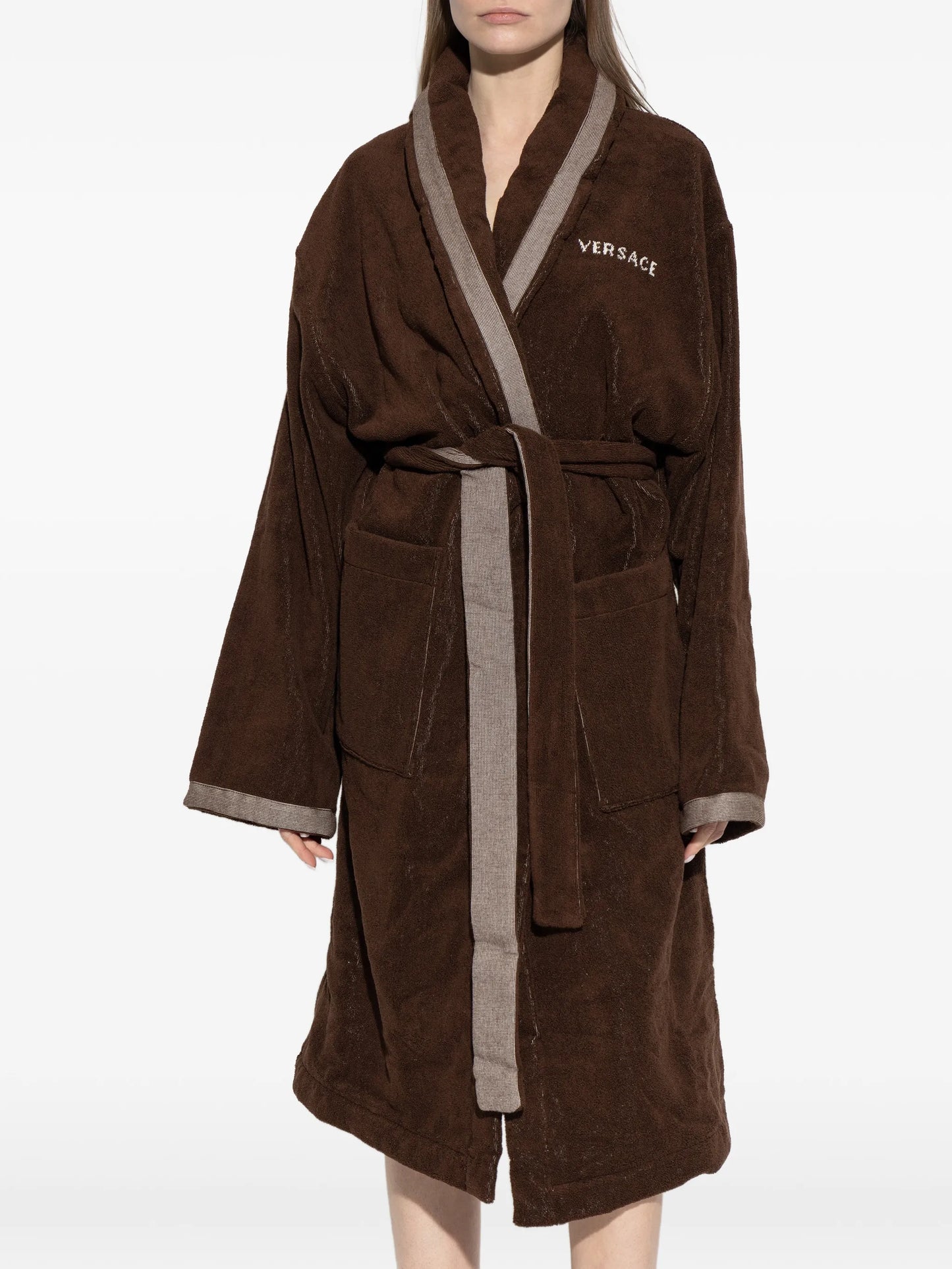 embroidered-graphic cotton bathrobe