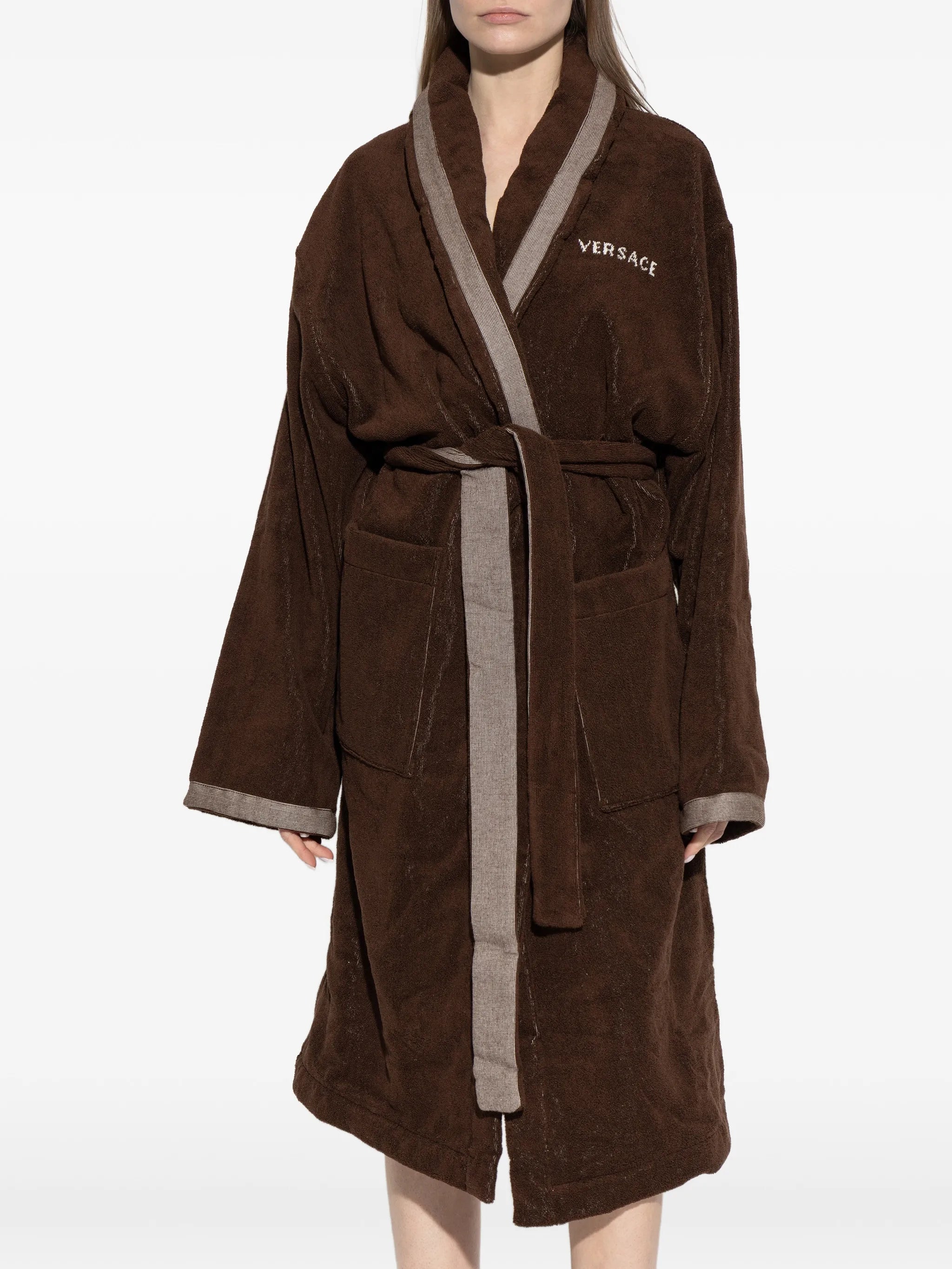 Cotton-Terry jacquard dressing gown