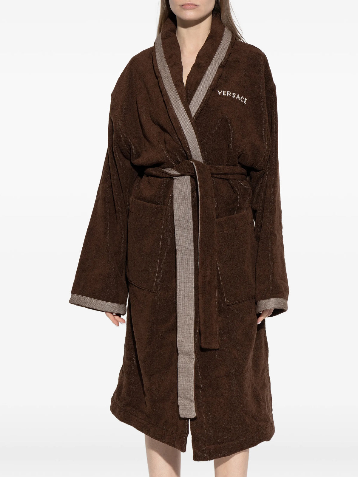 Cotton-Terry jacquard dressing gown