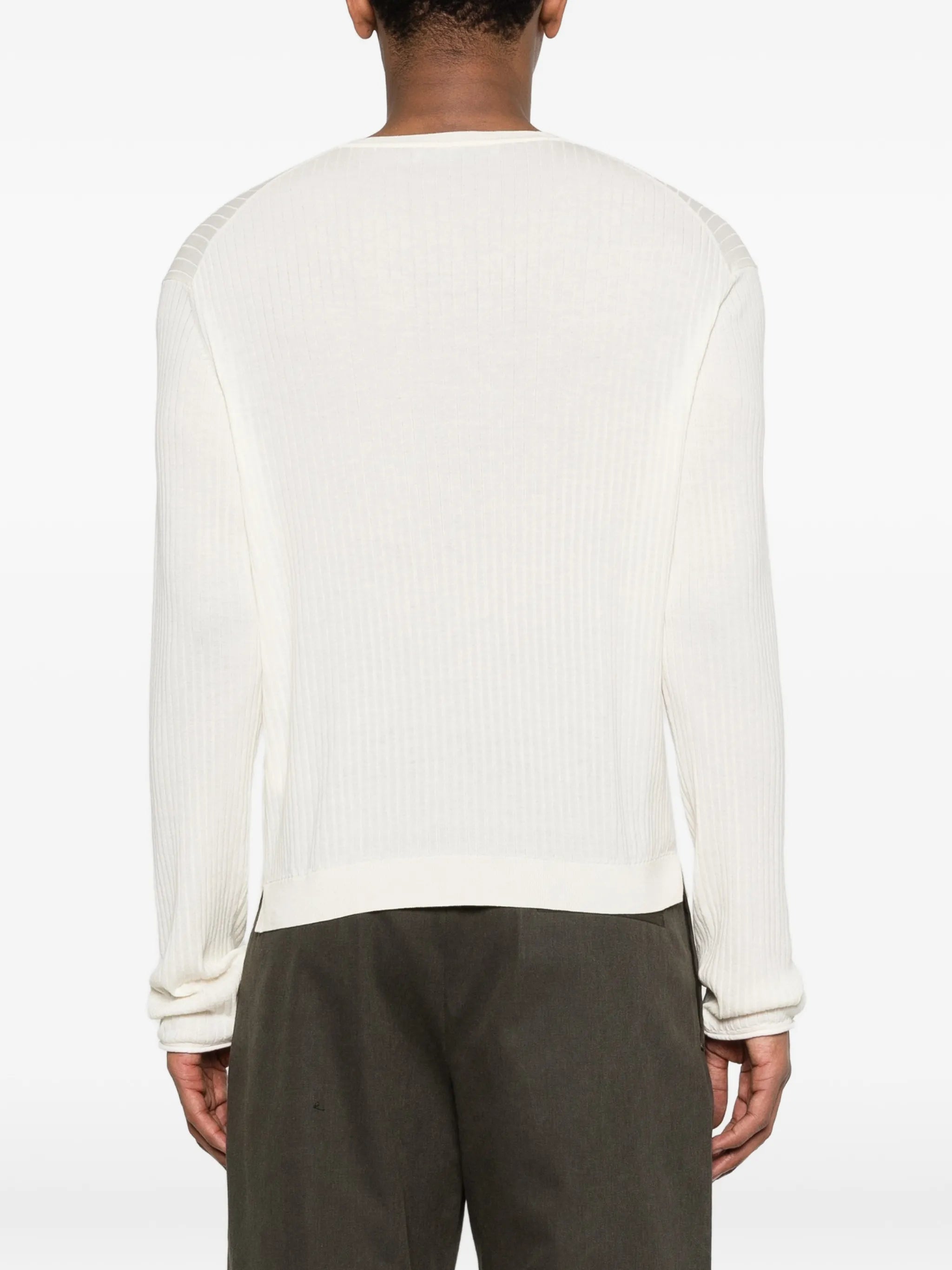ribbed-knit henley top