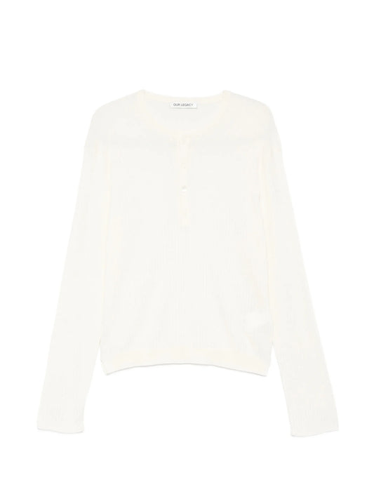 ribbed-knit henley top