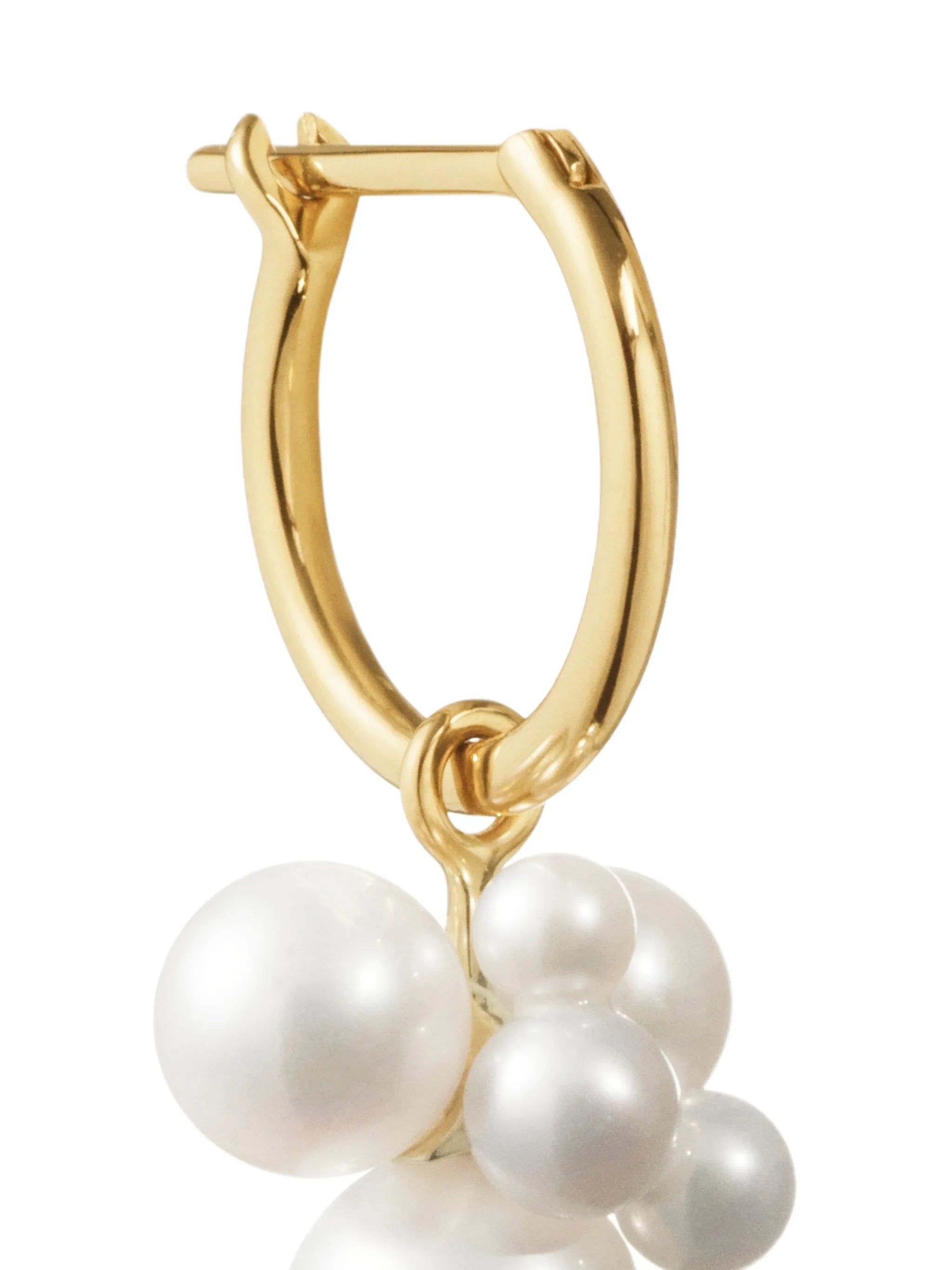 pearl cluster hoop earring