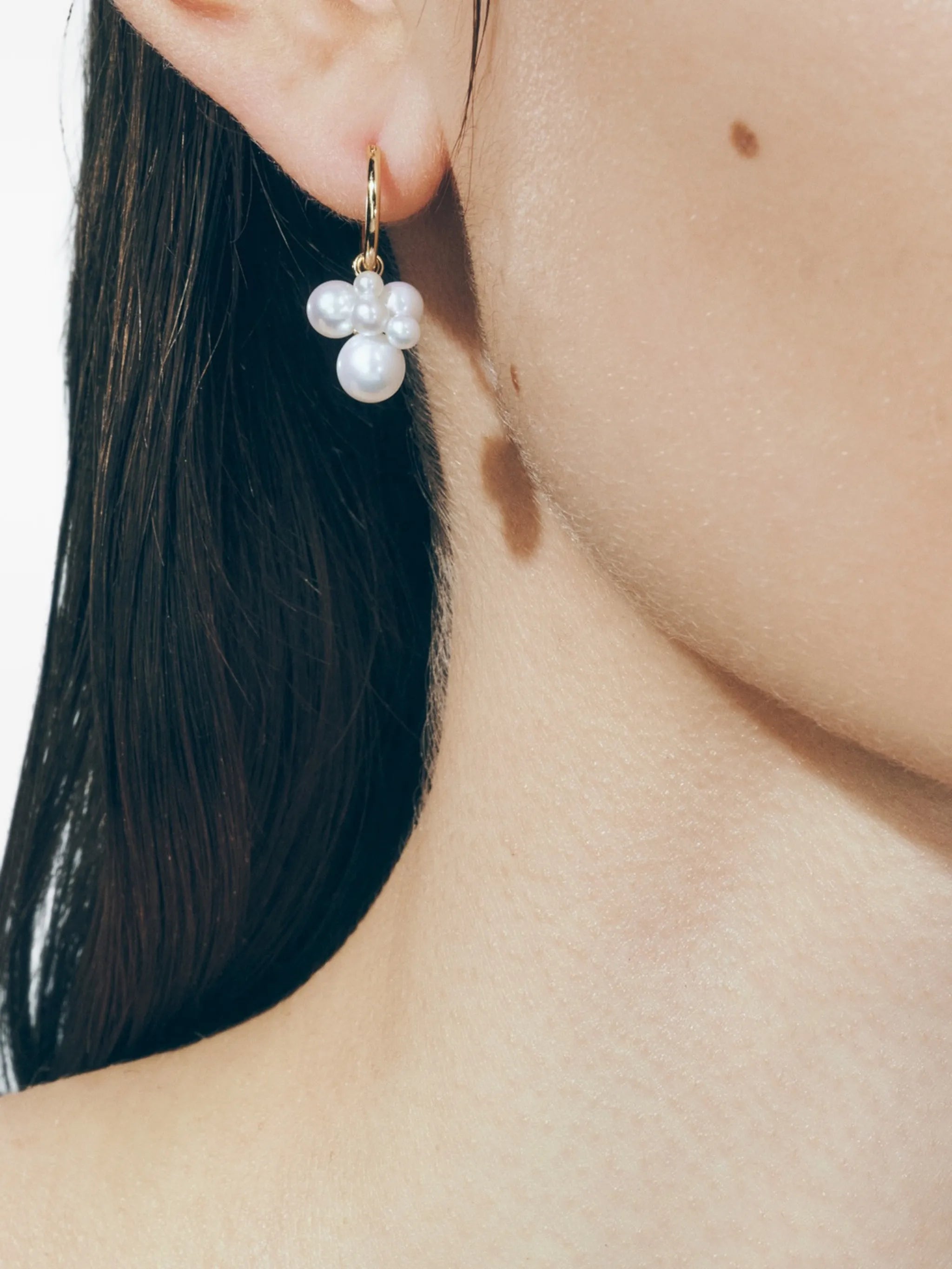 cluster hoop pearl earring
