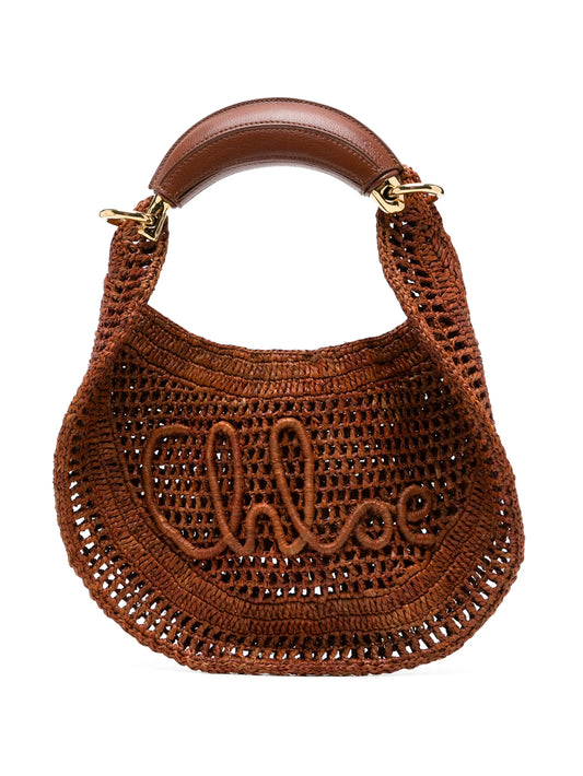Summer Banana raffia top-handle tote bag