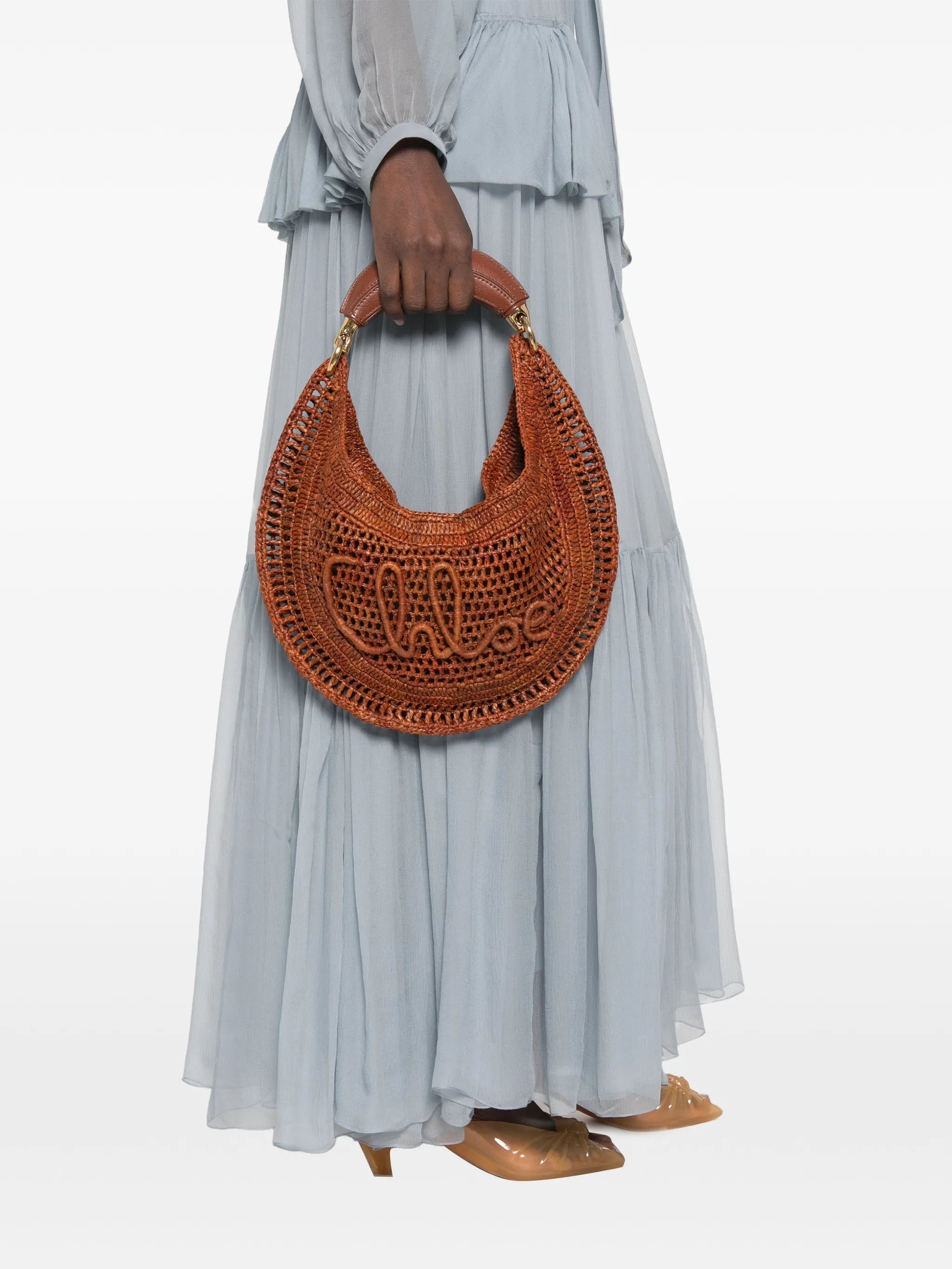 Summer Banana raffia top-handle tote bag