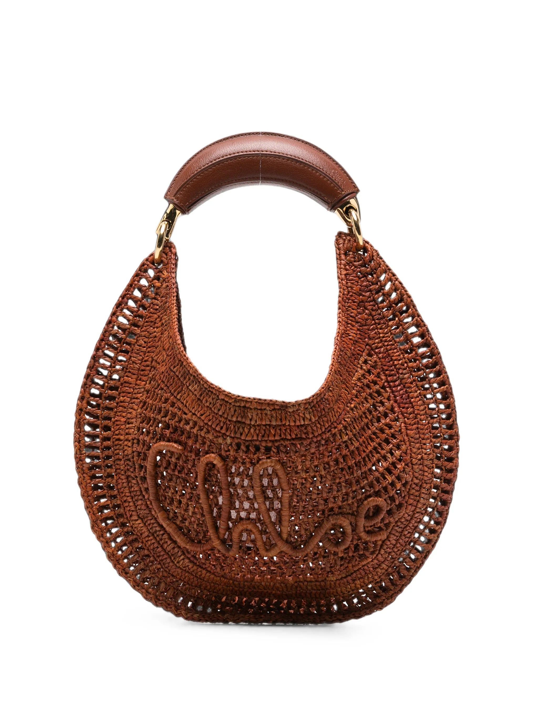 Summer Banana raffia top-handle tote bag