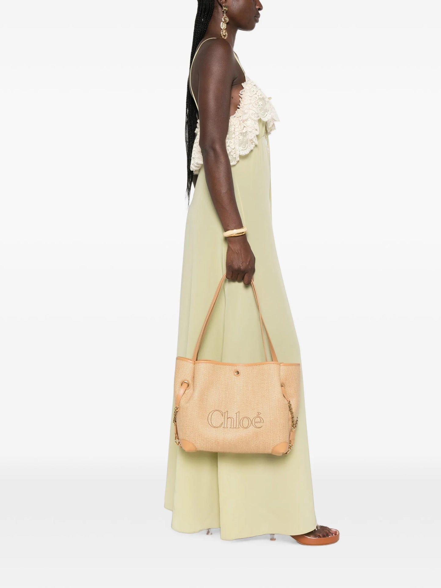 Clover double carry bag in raffia-effect fibres