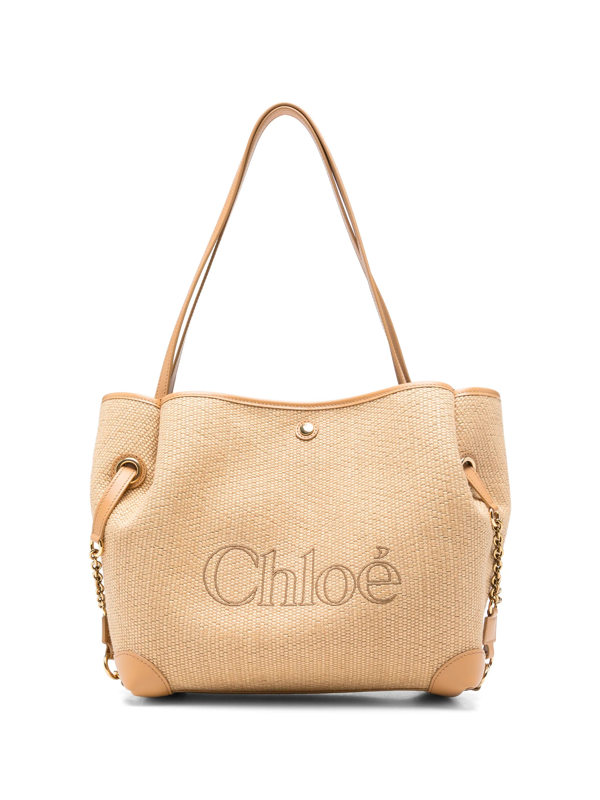 Clover double carry bag in raffia-effect fibres
