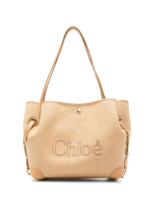 Clover double carry bag in raffia-effect fibres