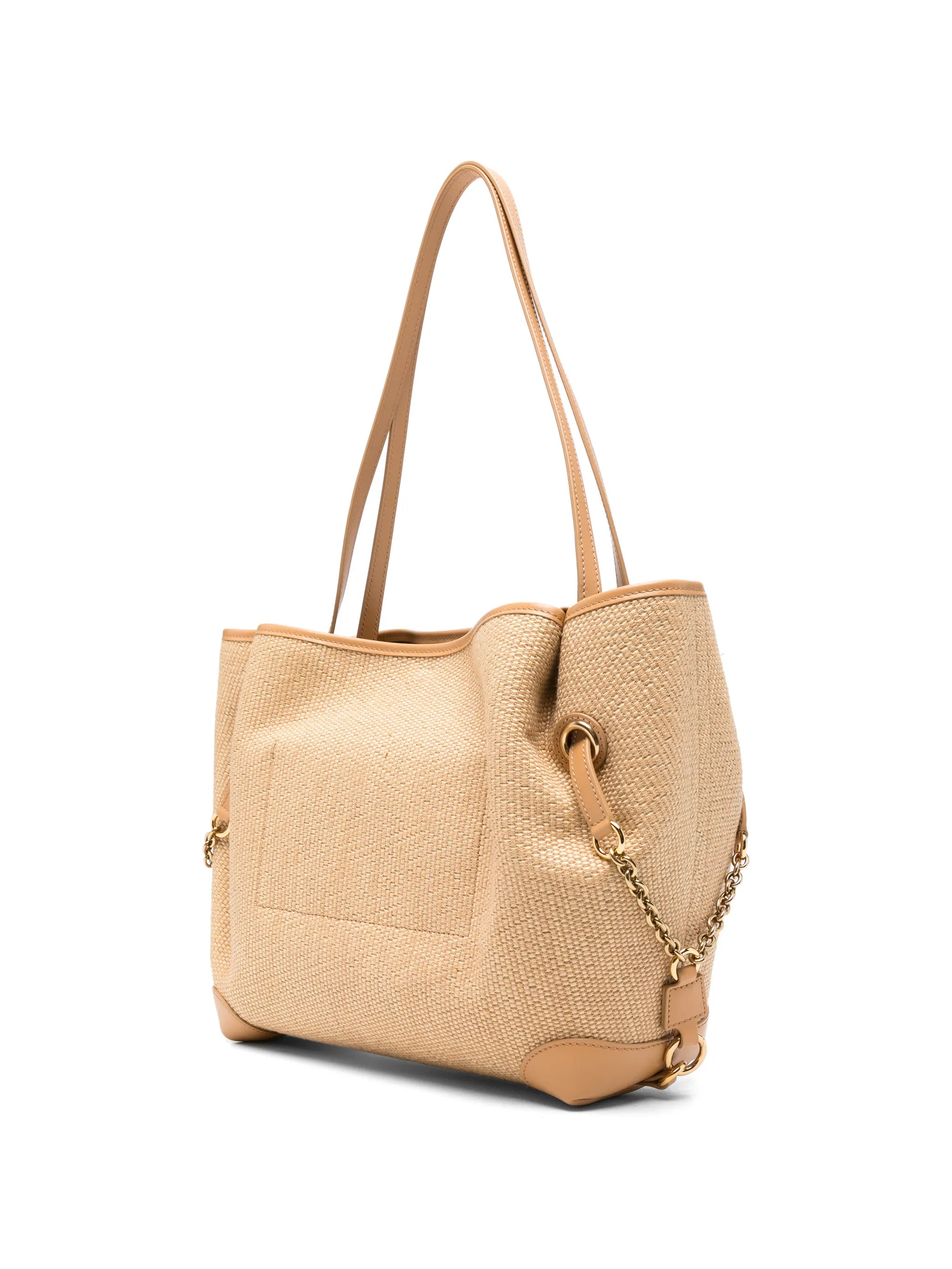 Clover double carry bag in raffia-effect fibres