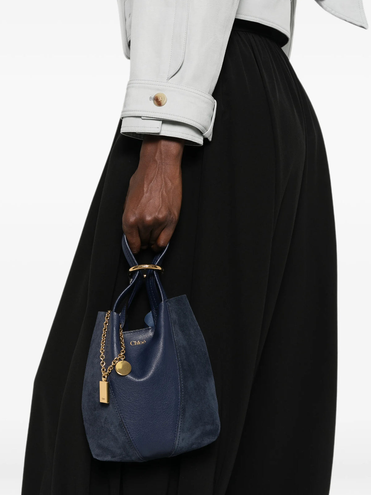 small Chloé Spin tote bag in grained & suede leather