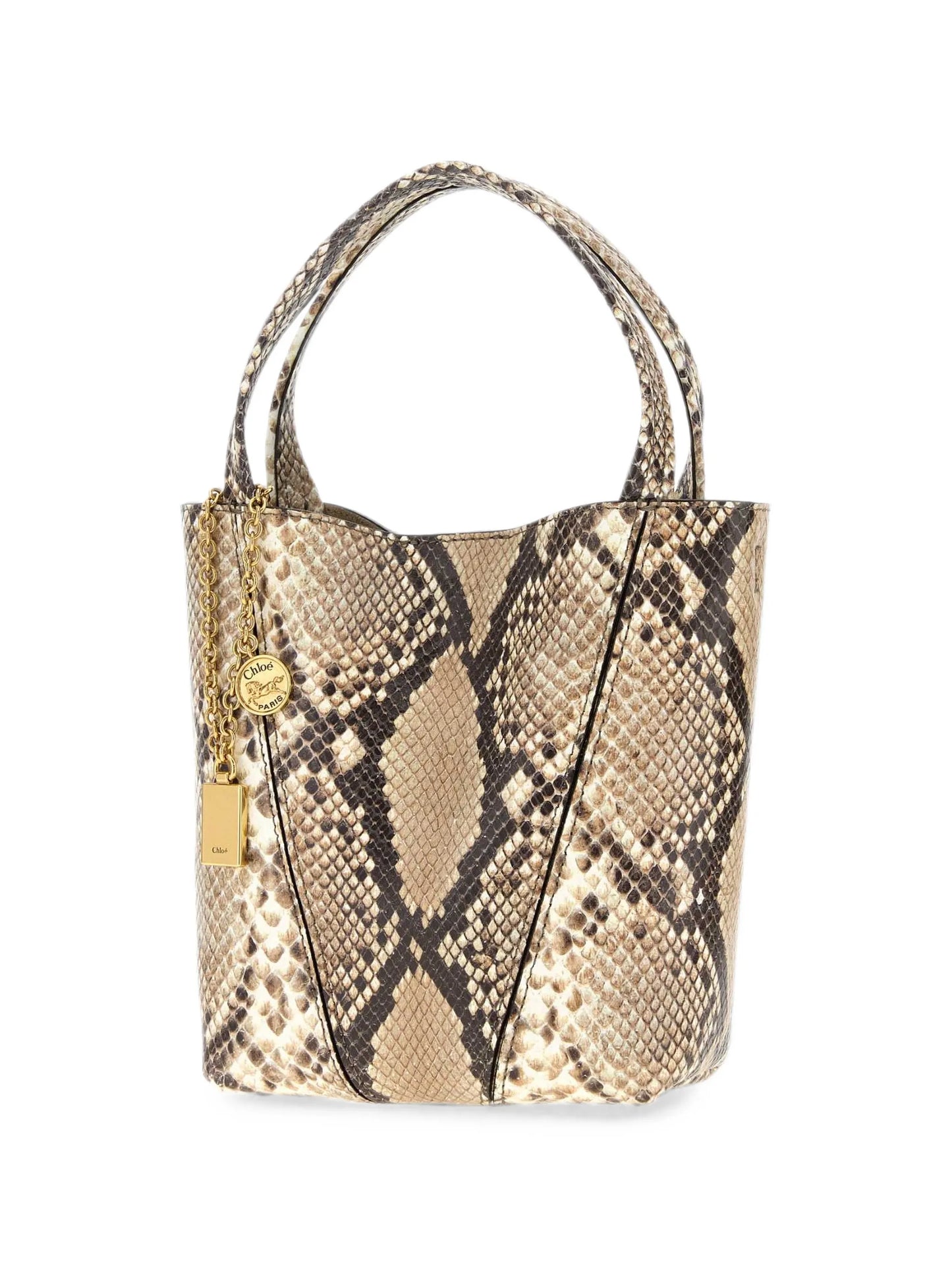 small Spin snake-print leather tote bag