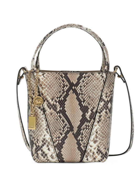 small Chloé Spin tote bag in python-effect leather