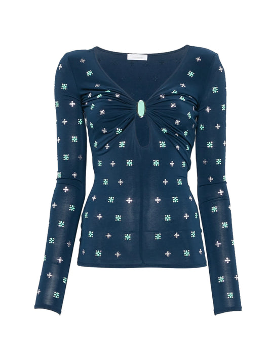 embellished keyhole T-shirt