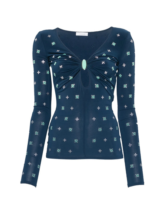 embellished keyhole T-shirt