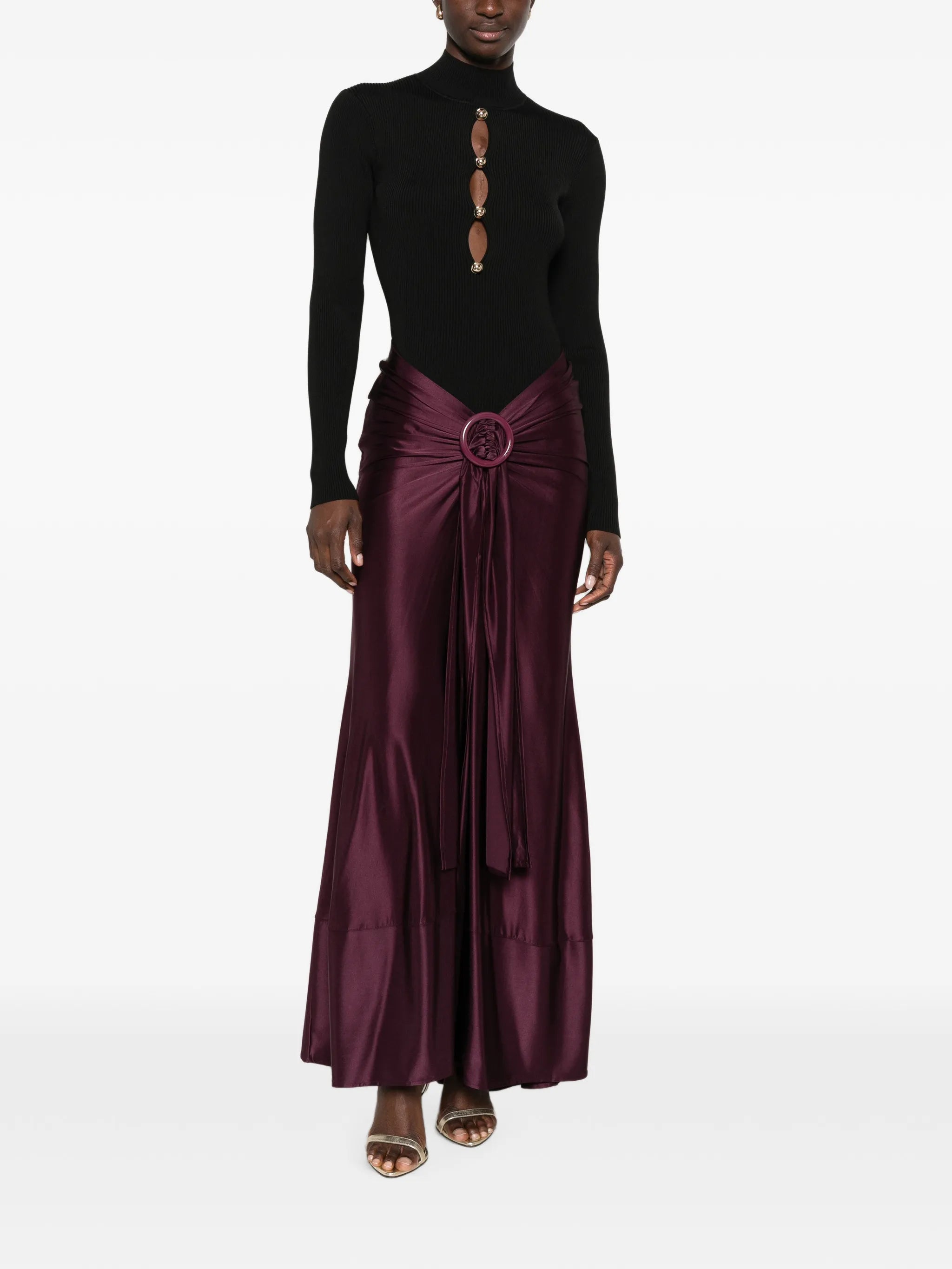 ring-detail maxi skirt
