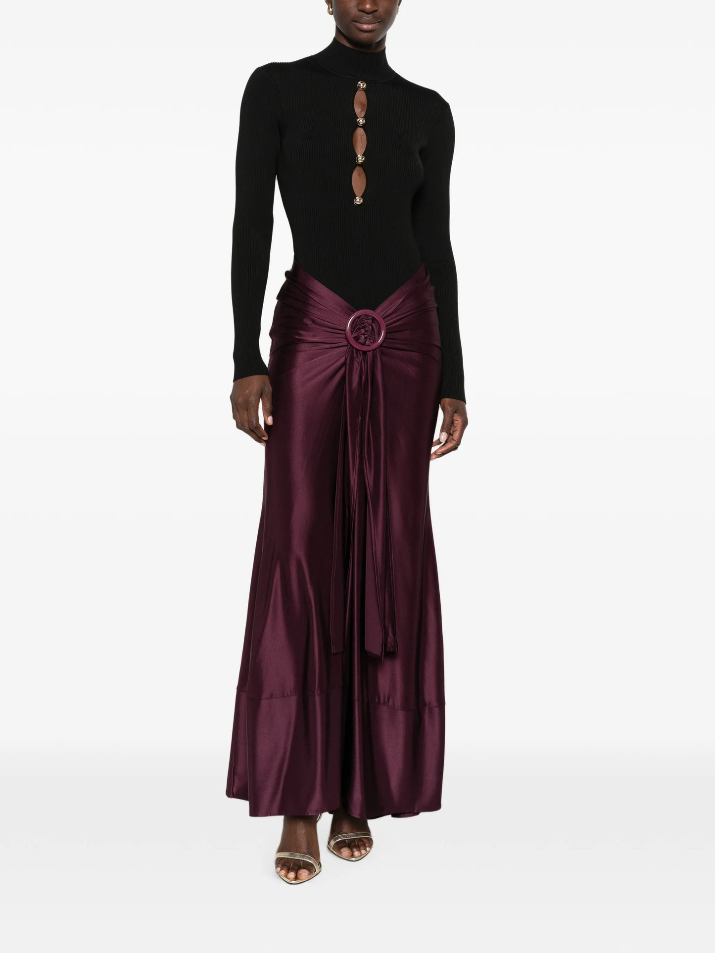 ring-detail maxi skirt