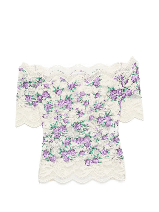 embroidered lace-trim top