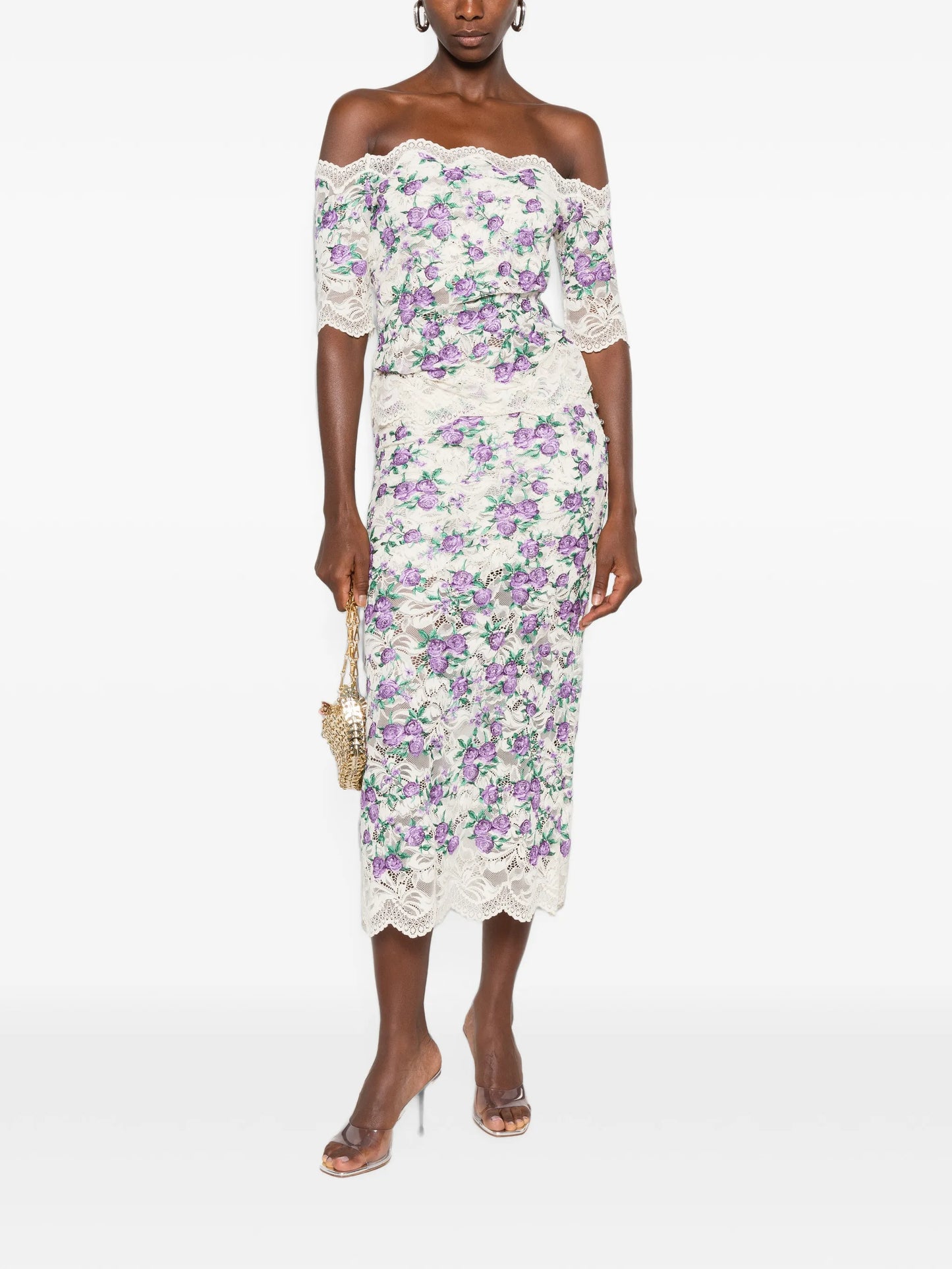 embroidered lace-trim top