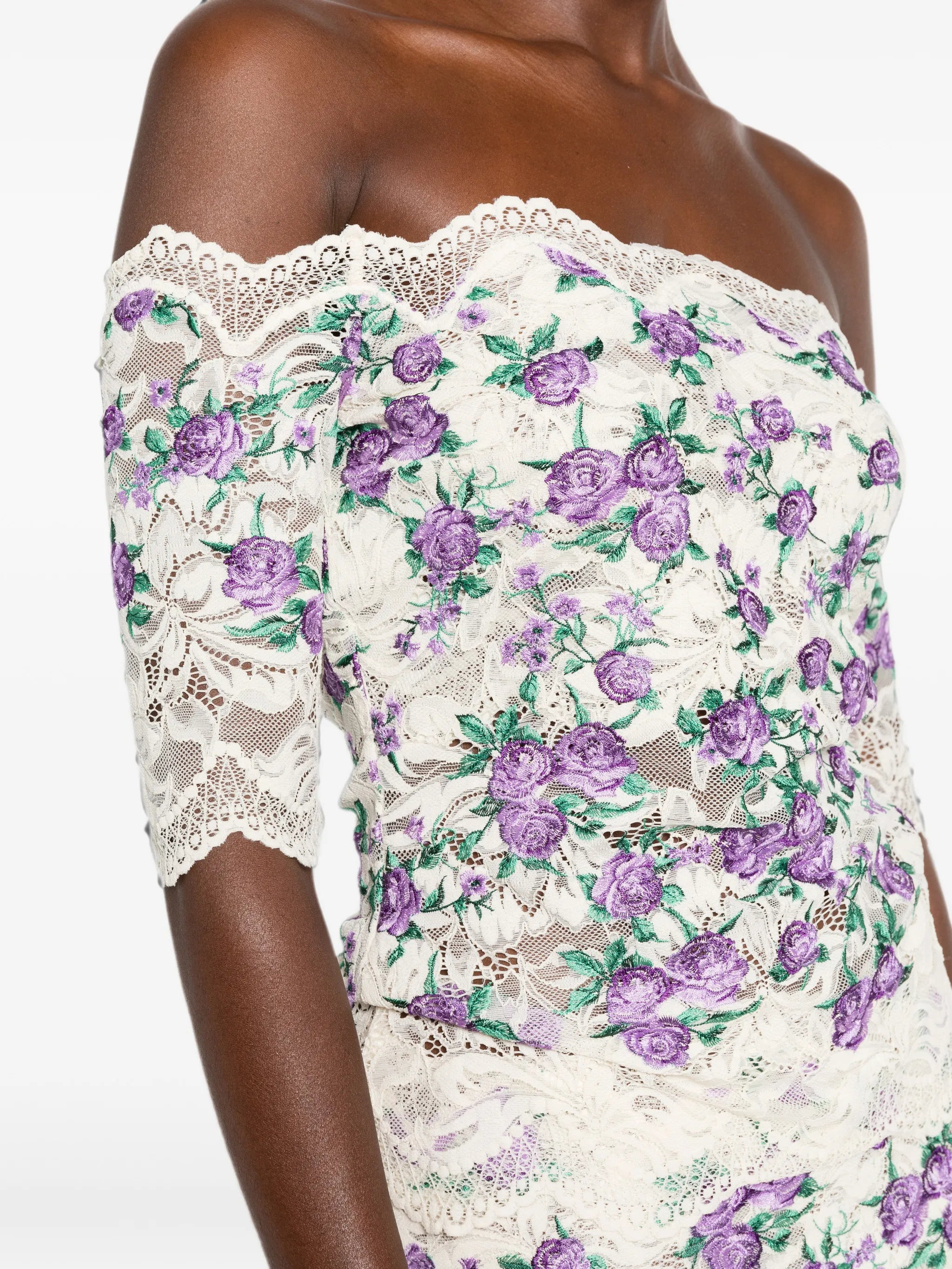 embroidered lace-trim top