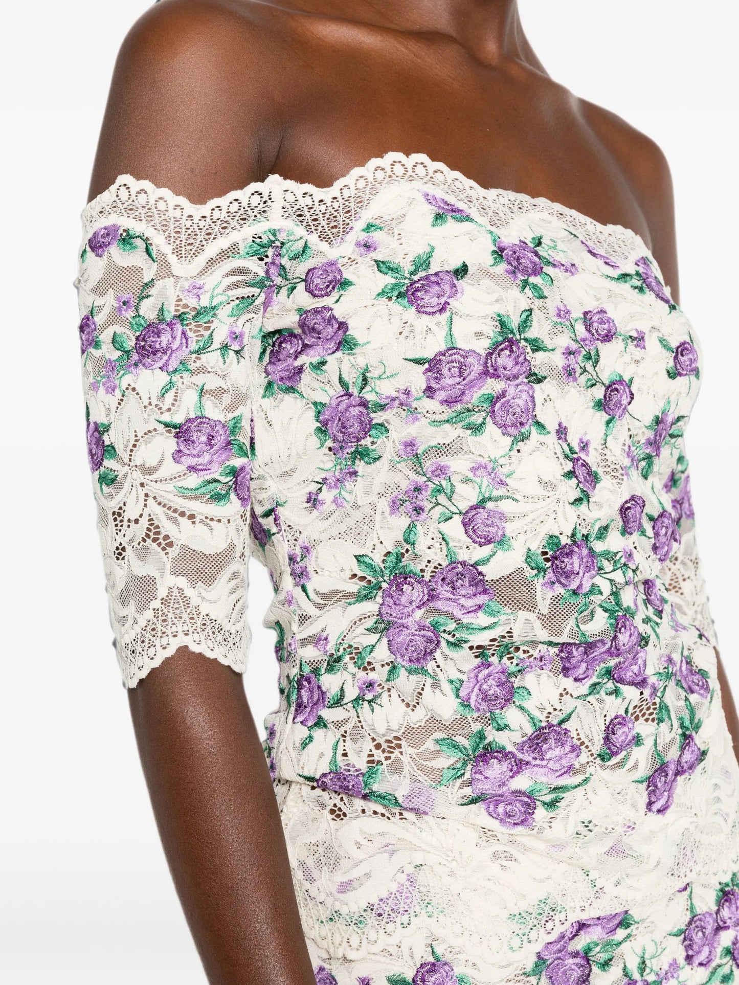 embroidered lace-trim top