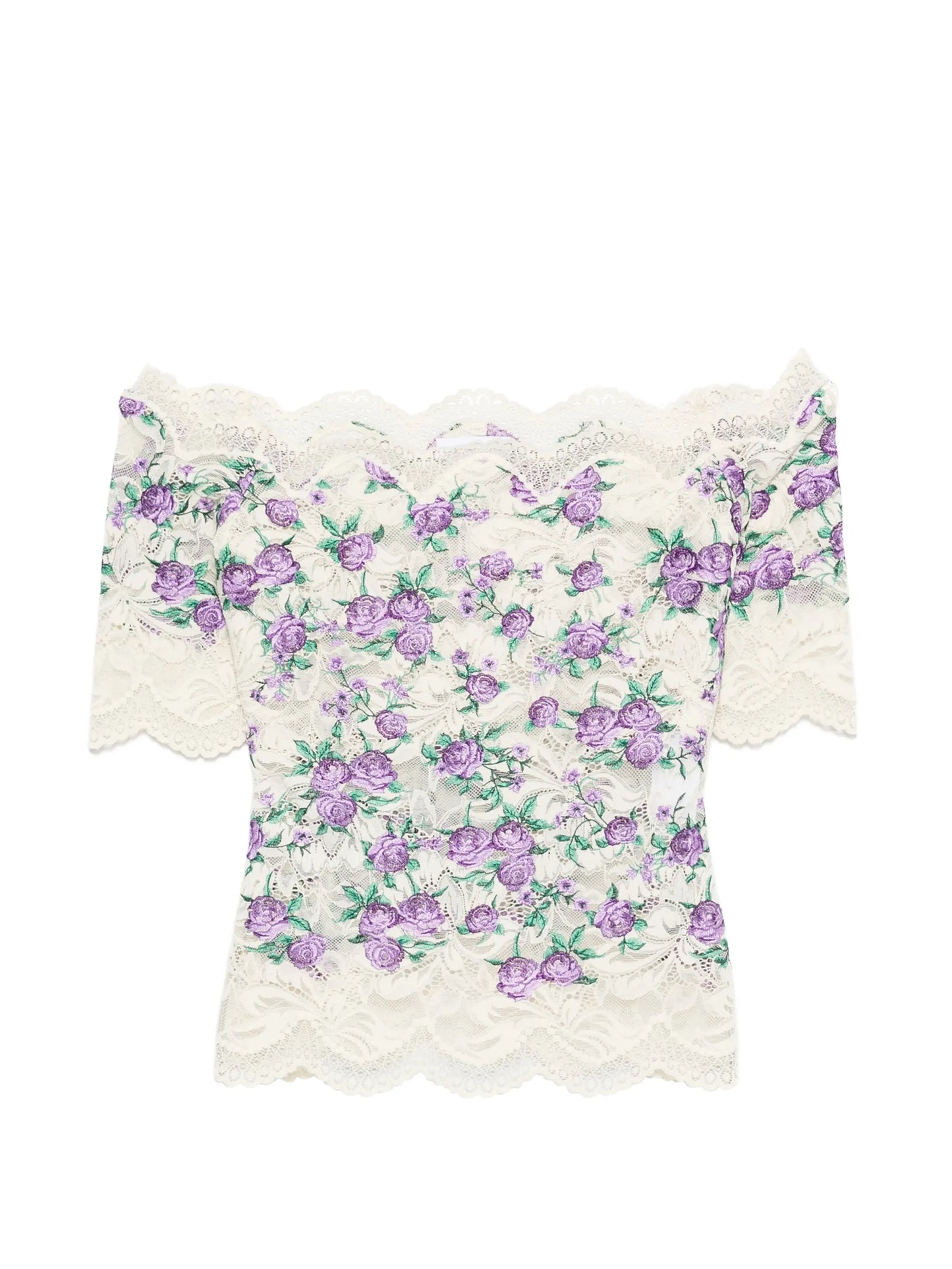 embroidered lace-trim top