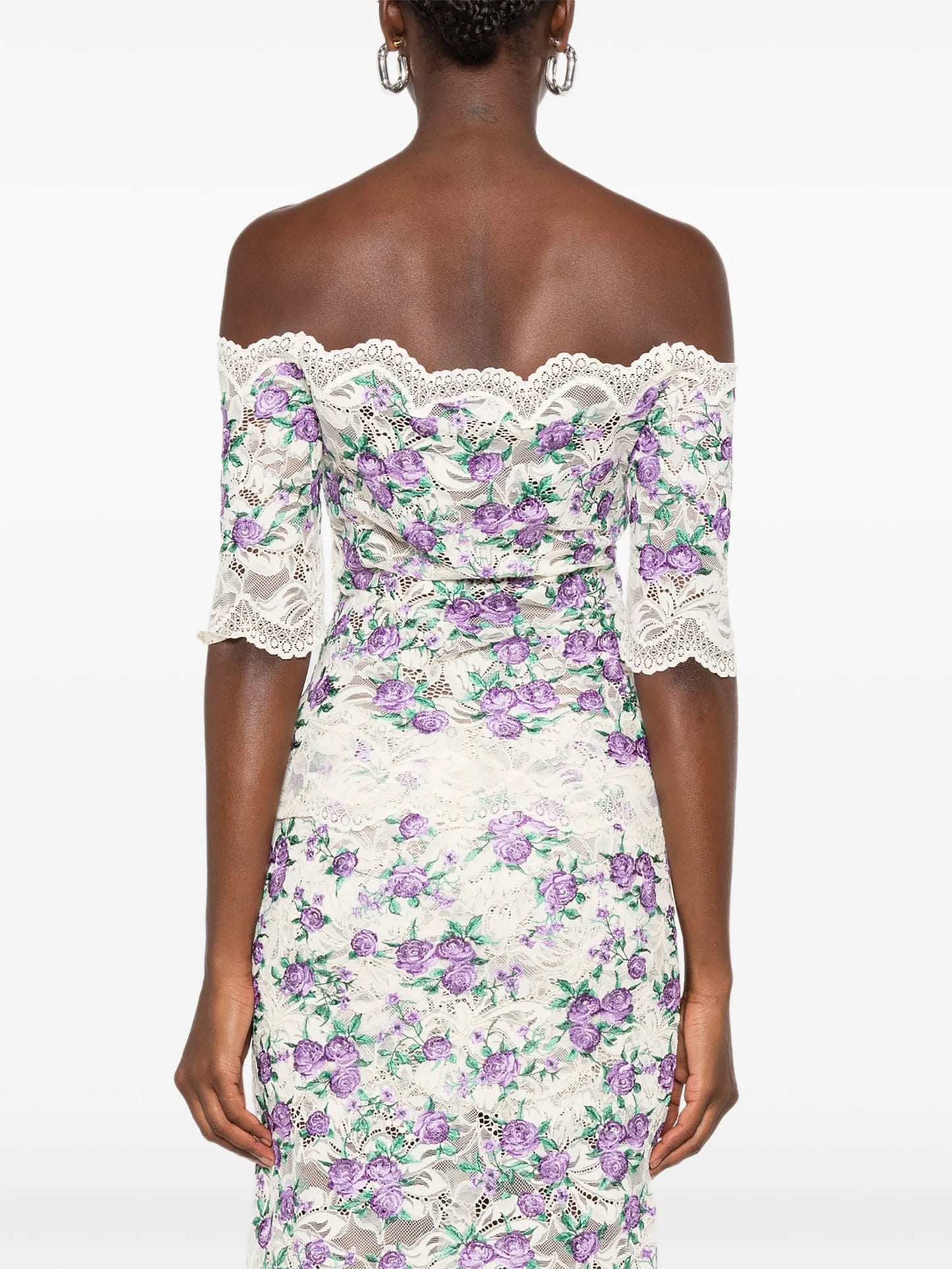 embroidered lace-trim top