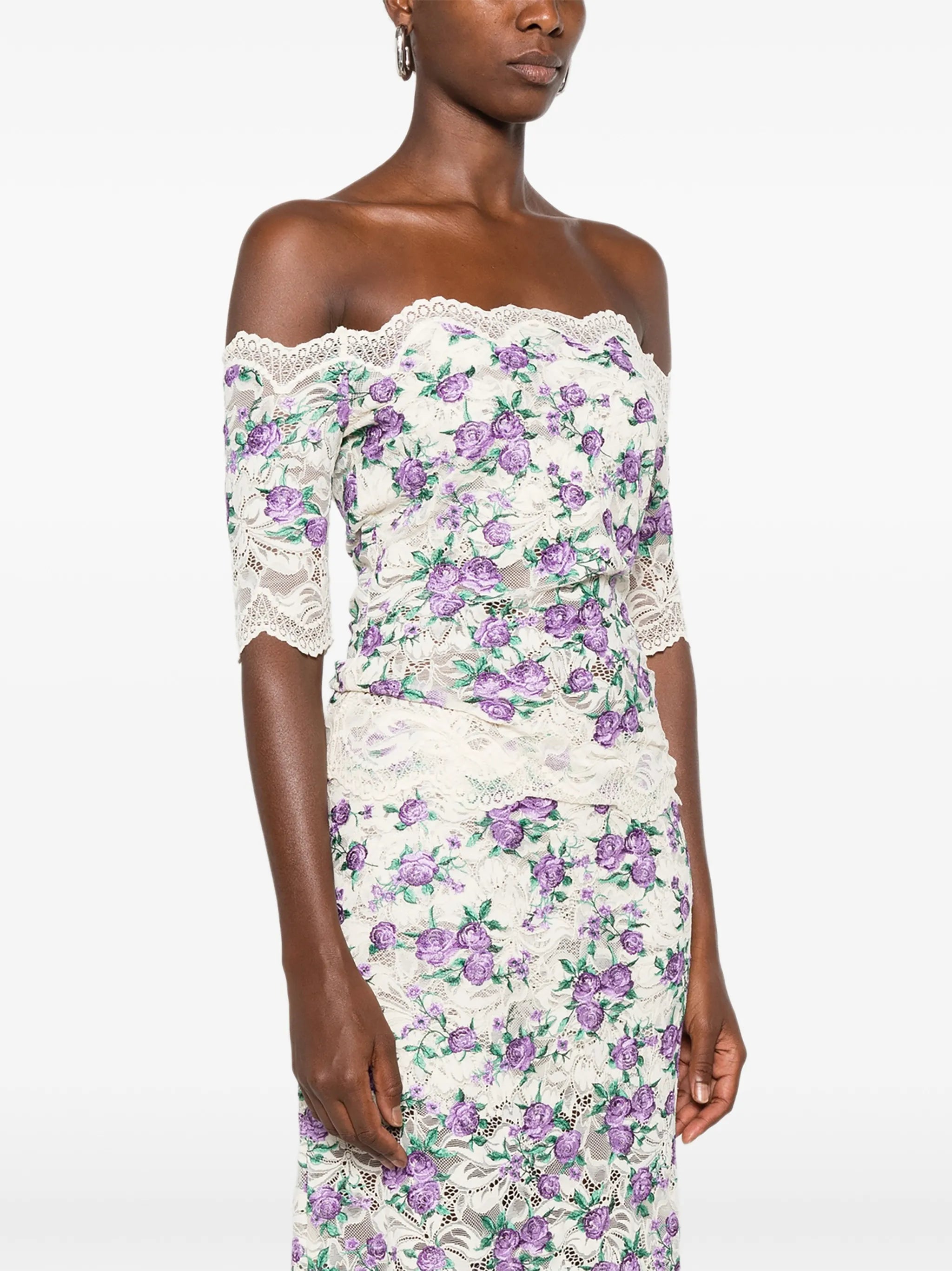 embroidered lace-trim top