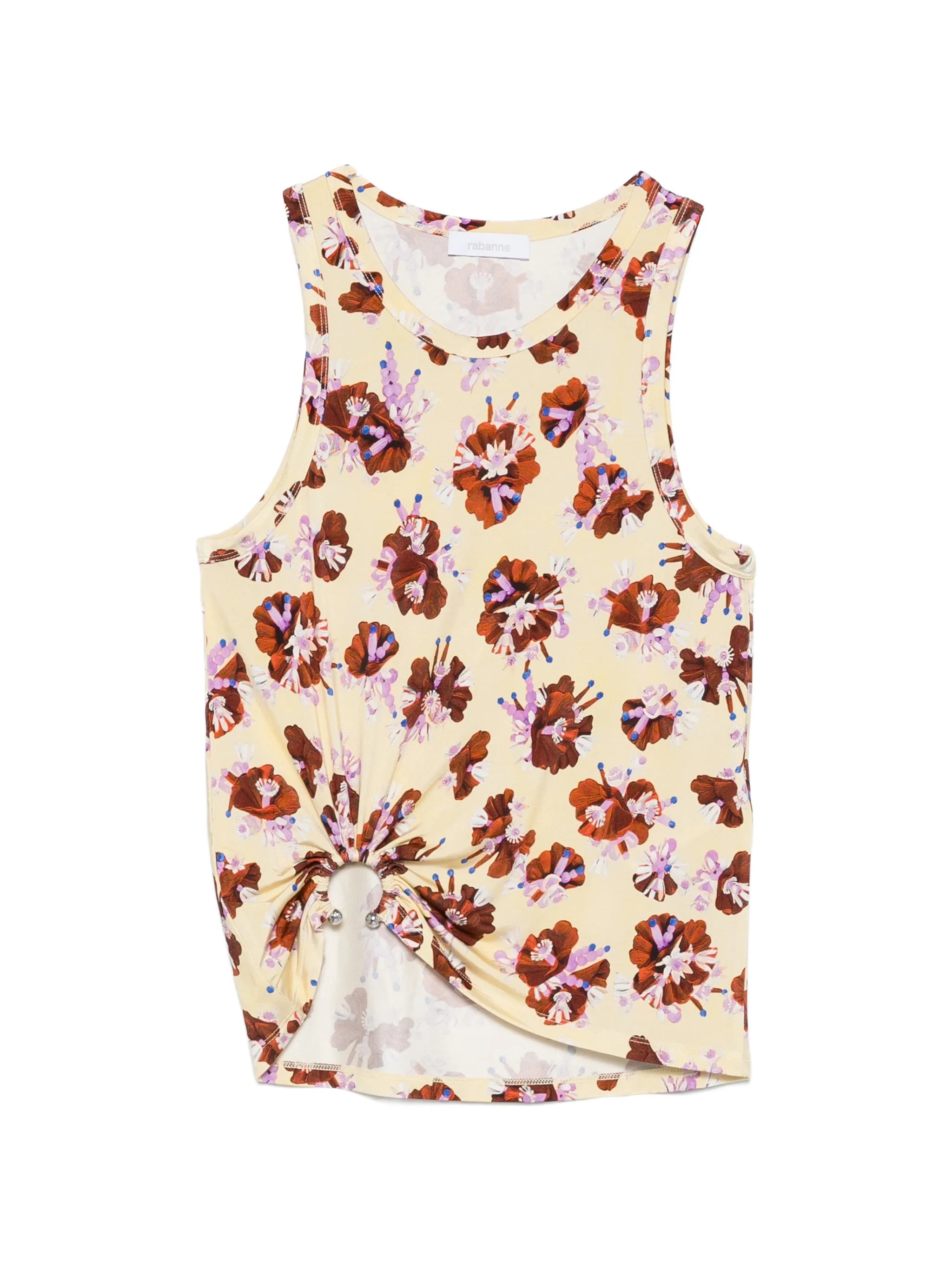 floral-pattern ring-detail top
