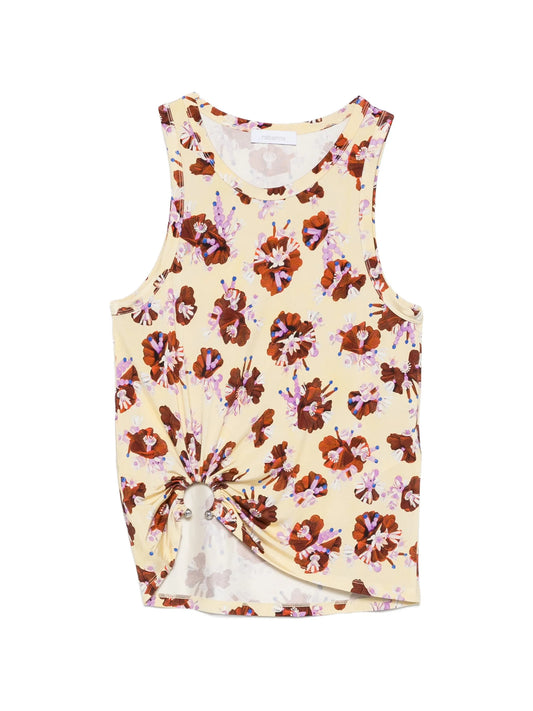 floral-pattern ring-detail top