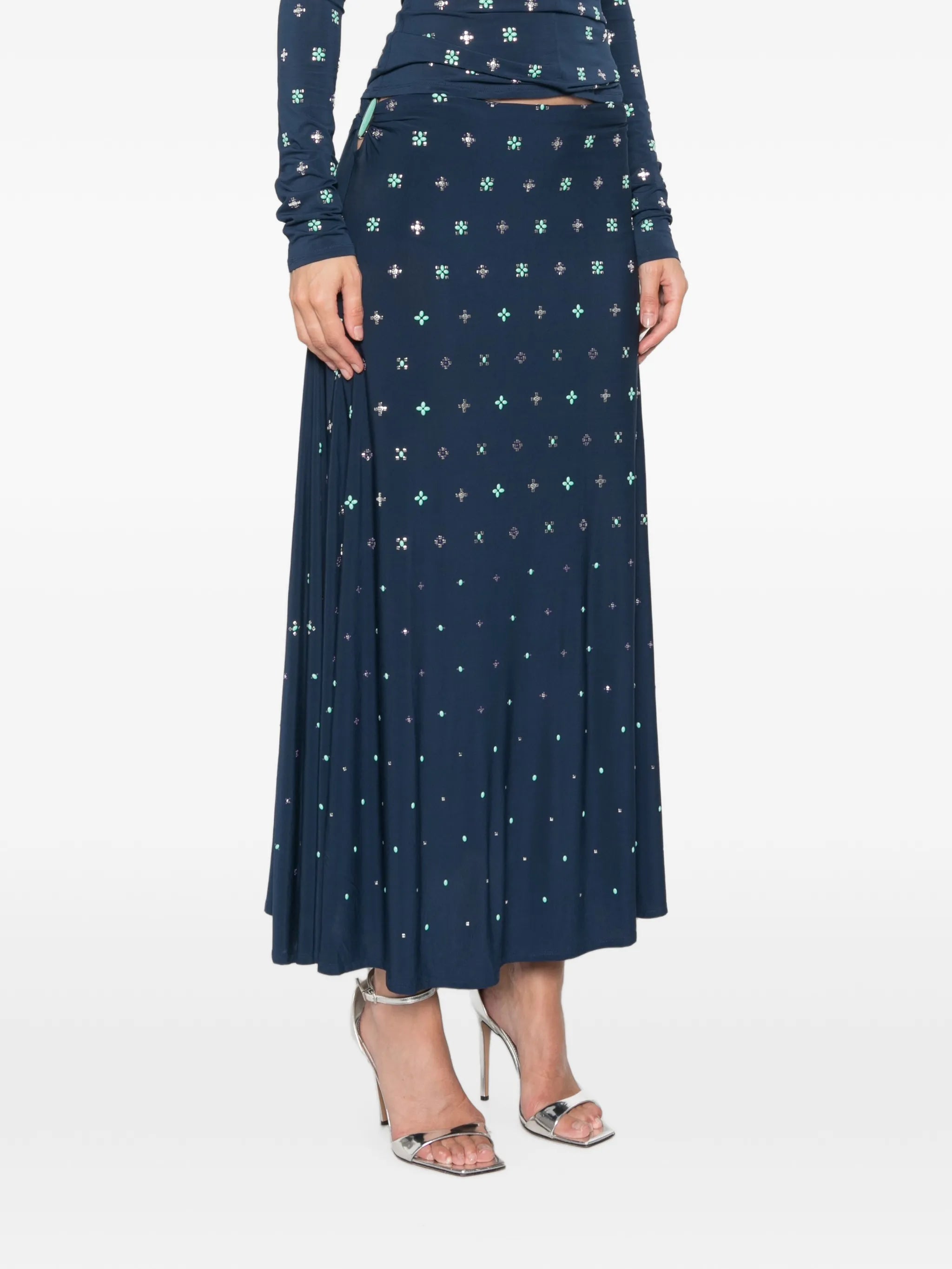 embellished cut-out skirt