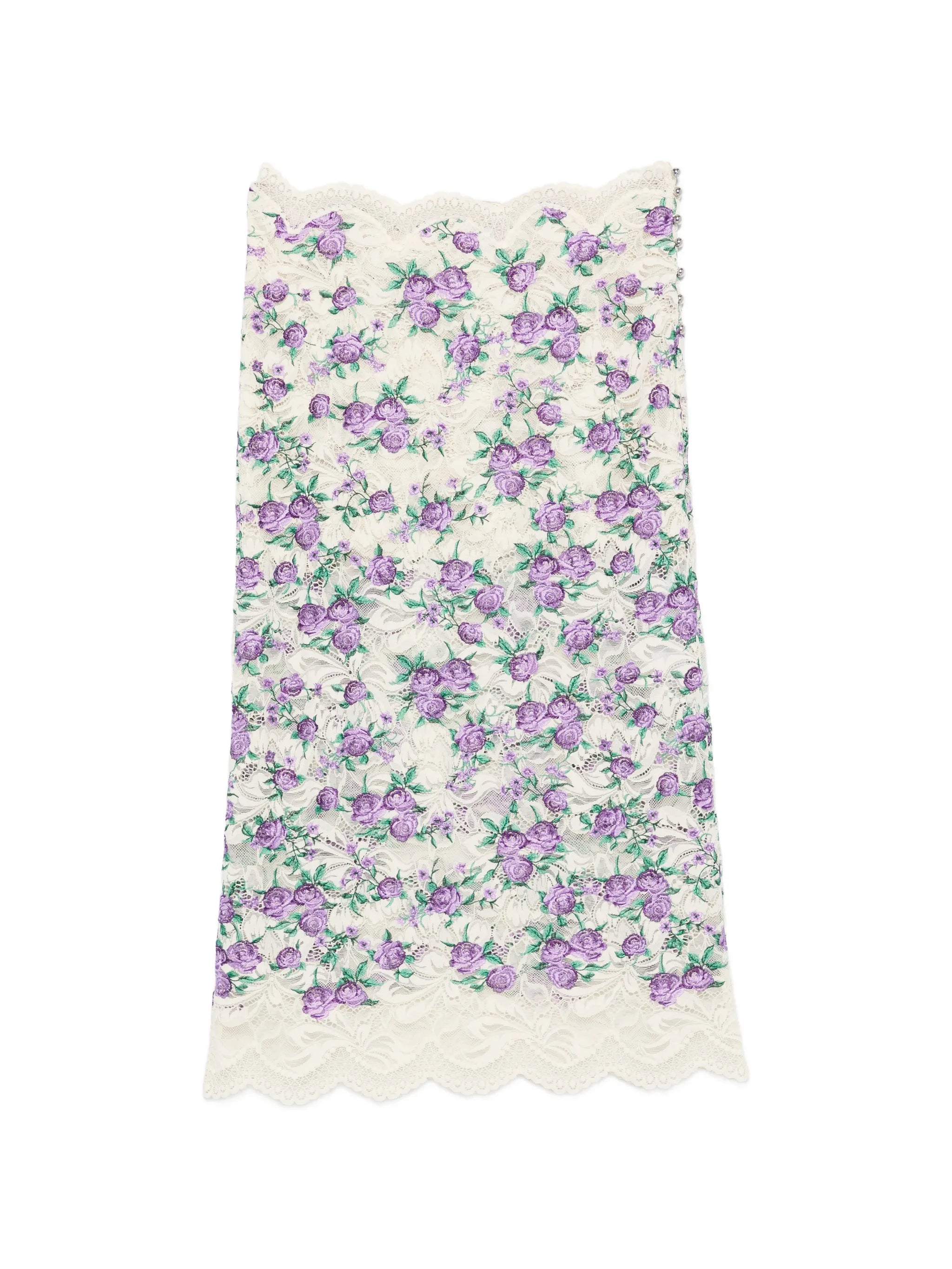 embroidered lace midi skirt