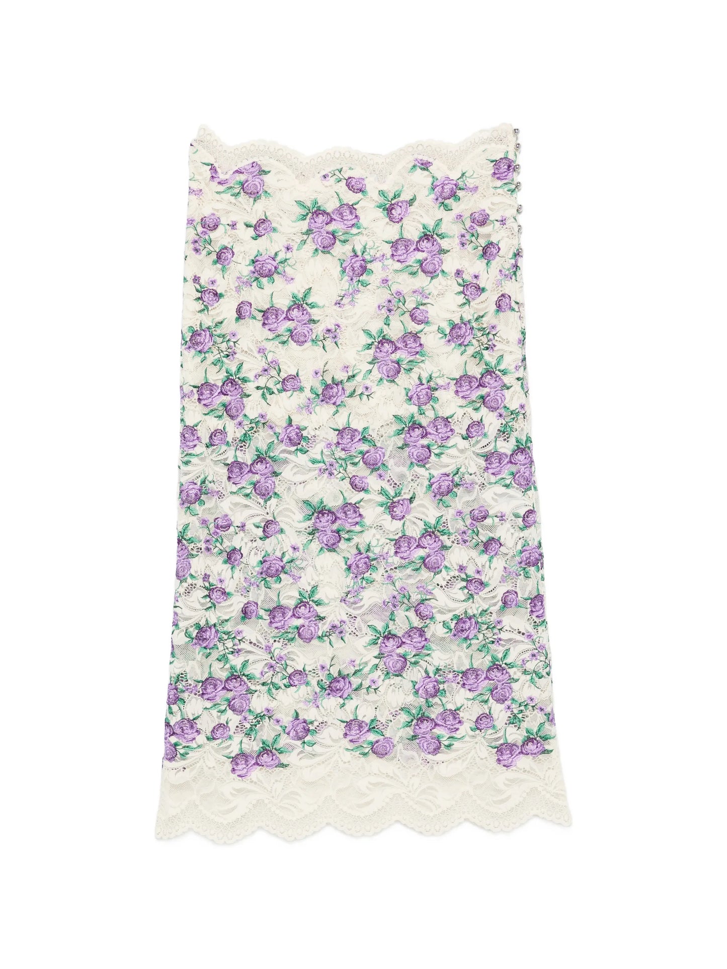 embroidered lace midi skirt