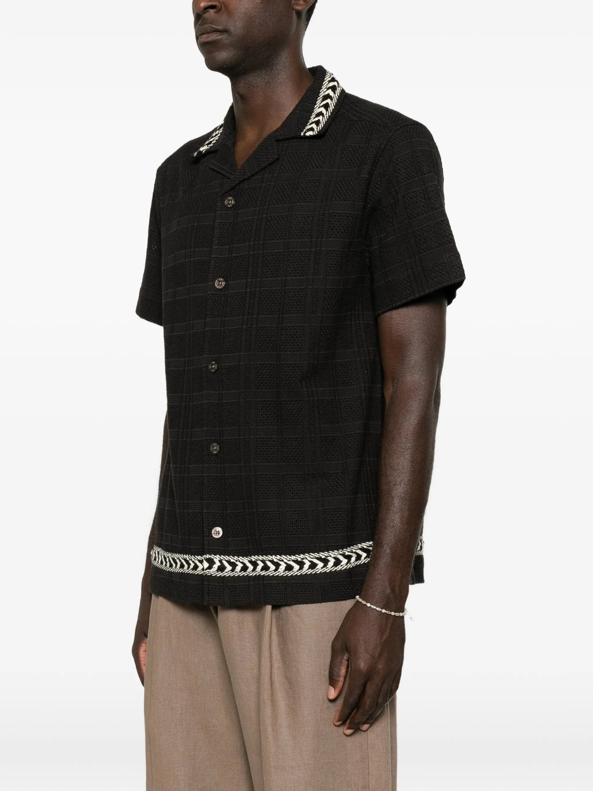 embroidered check-pattern shirt