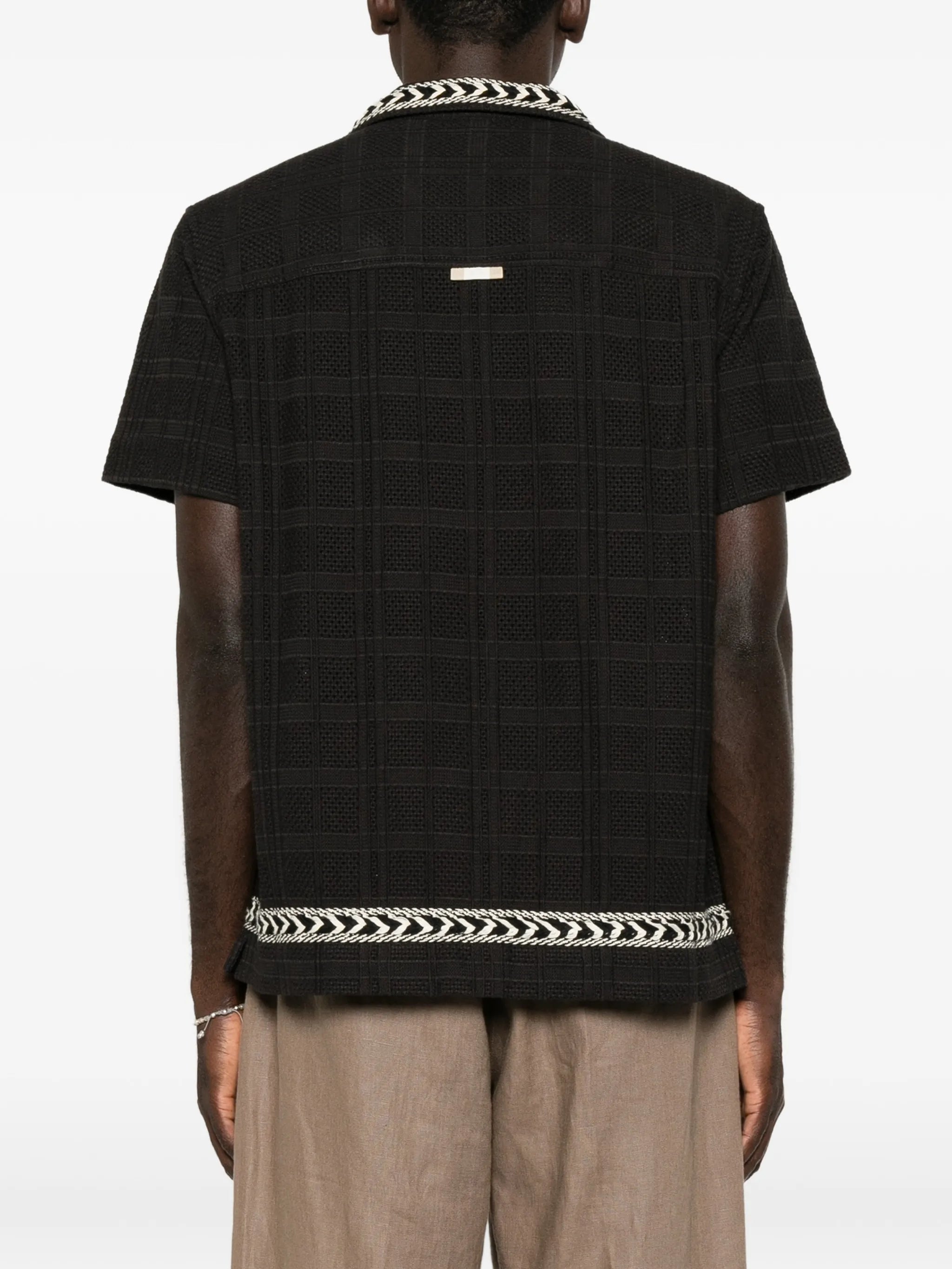 embroidered check-pattern shirt