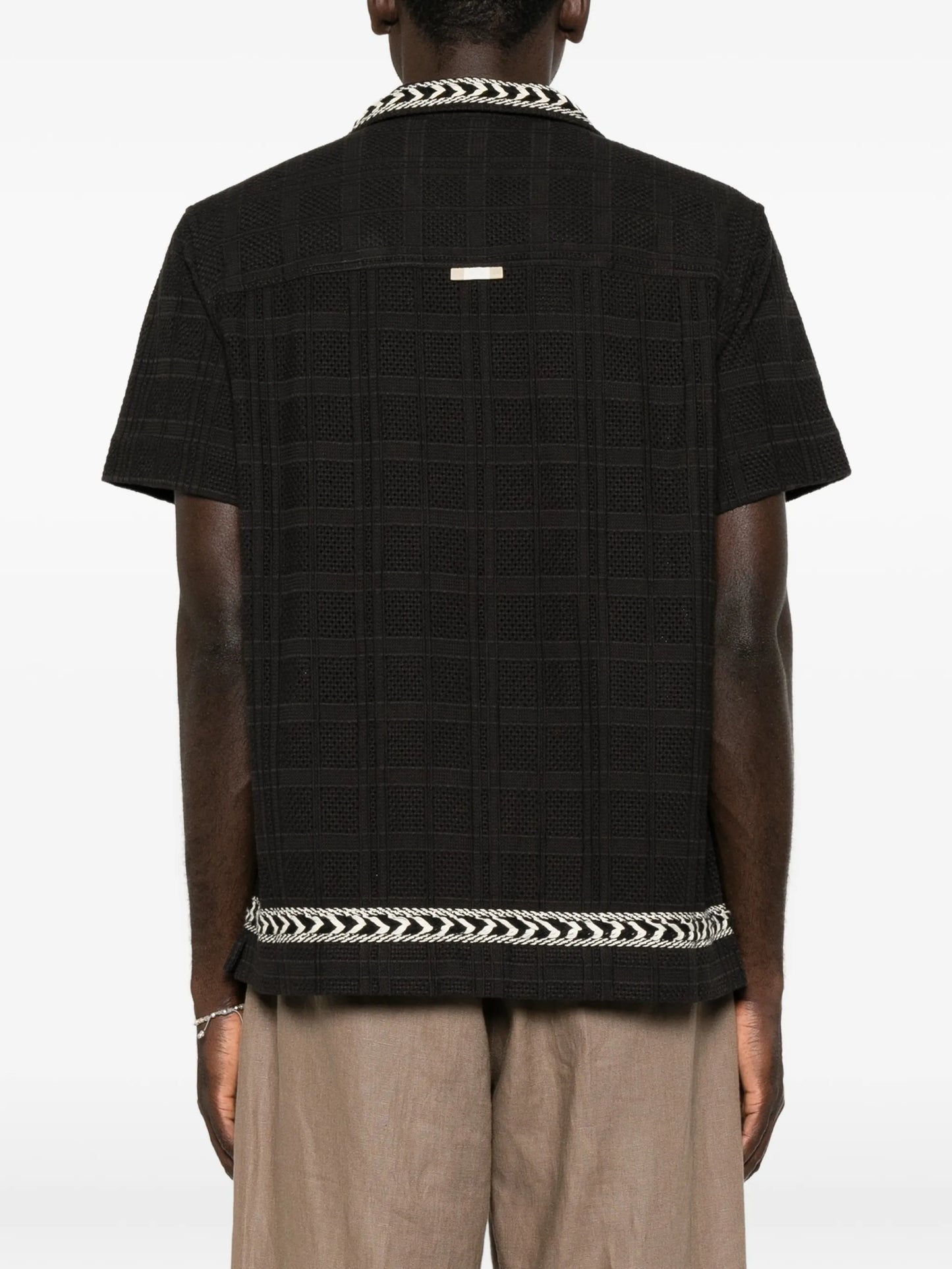embroidered check-pattern shirt