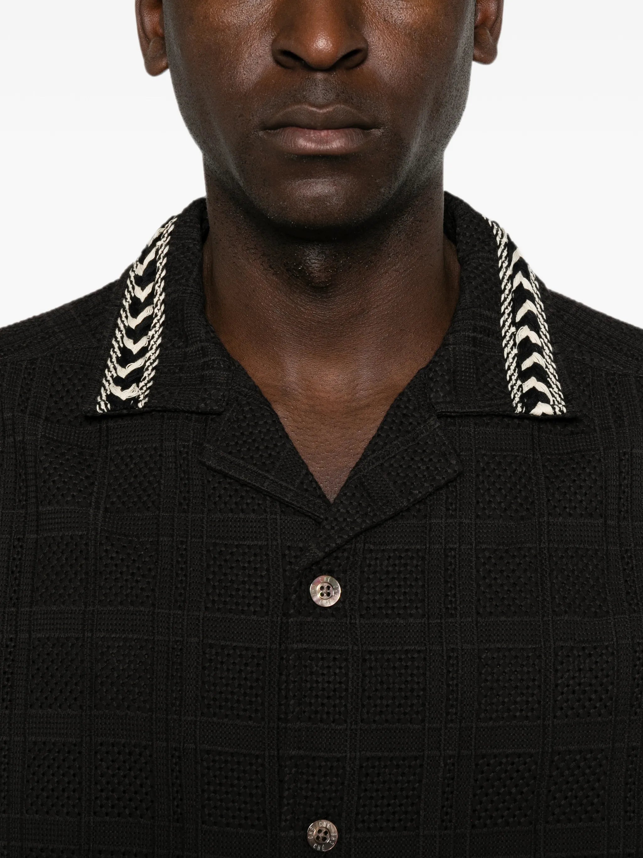 embroidered check-pattern shirt