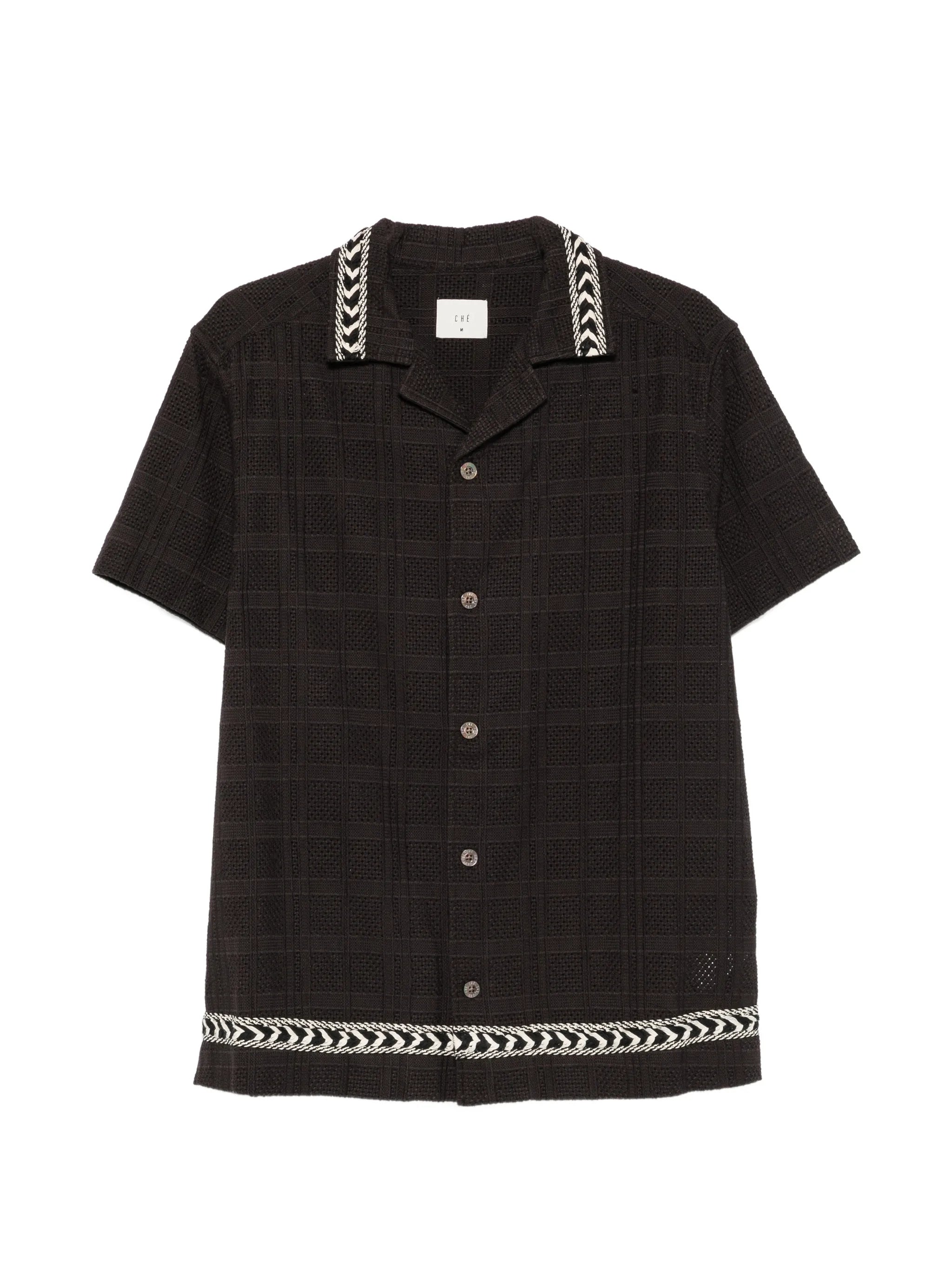 embroidered check-pattern shirt