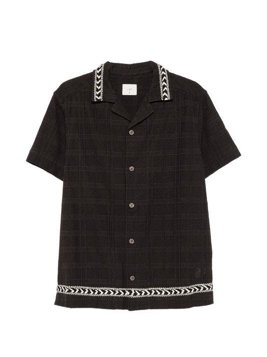 embroidered check-pattern shirt