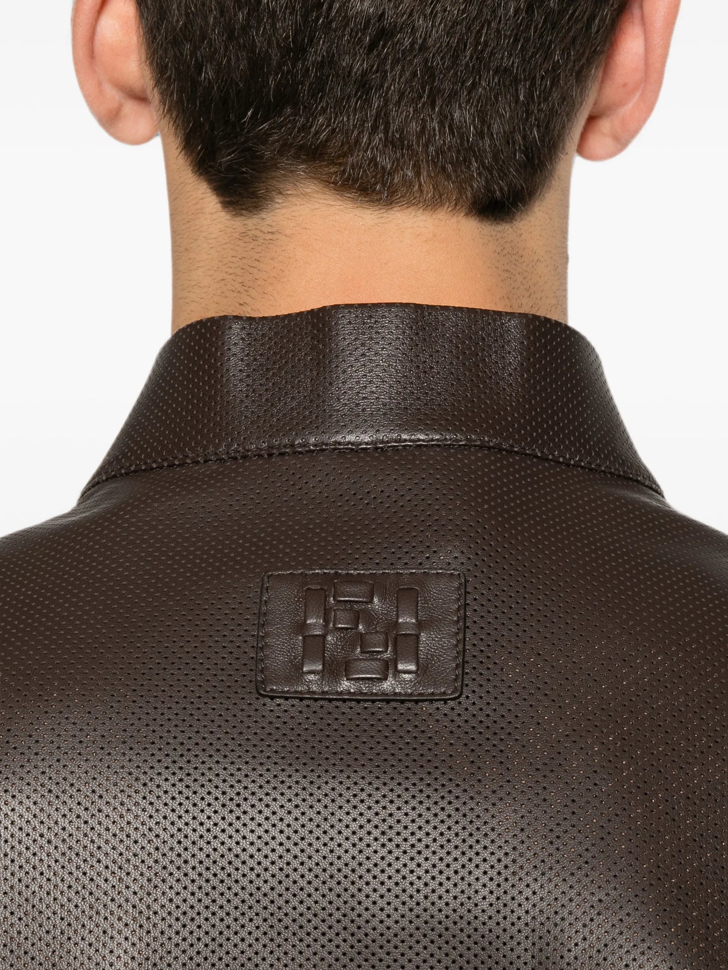 perforated-leather blouson jacket