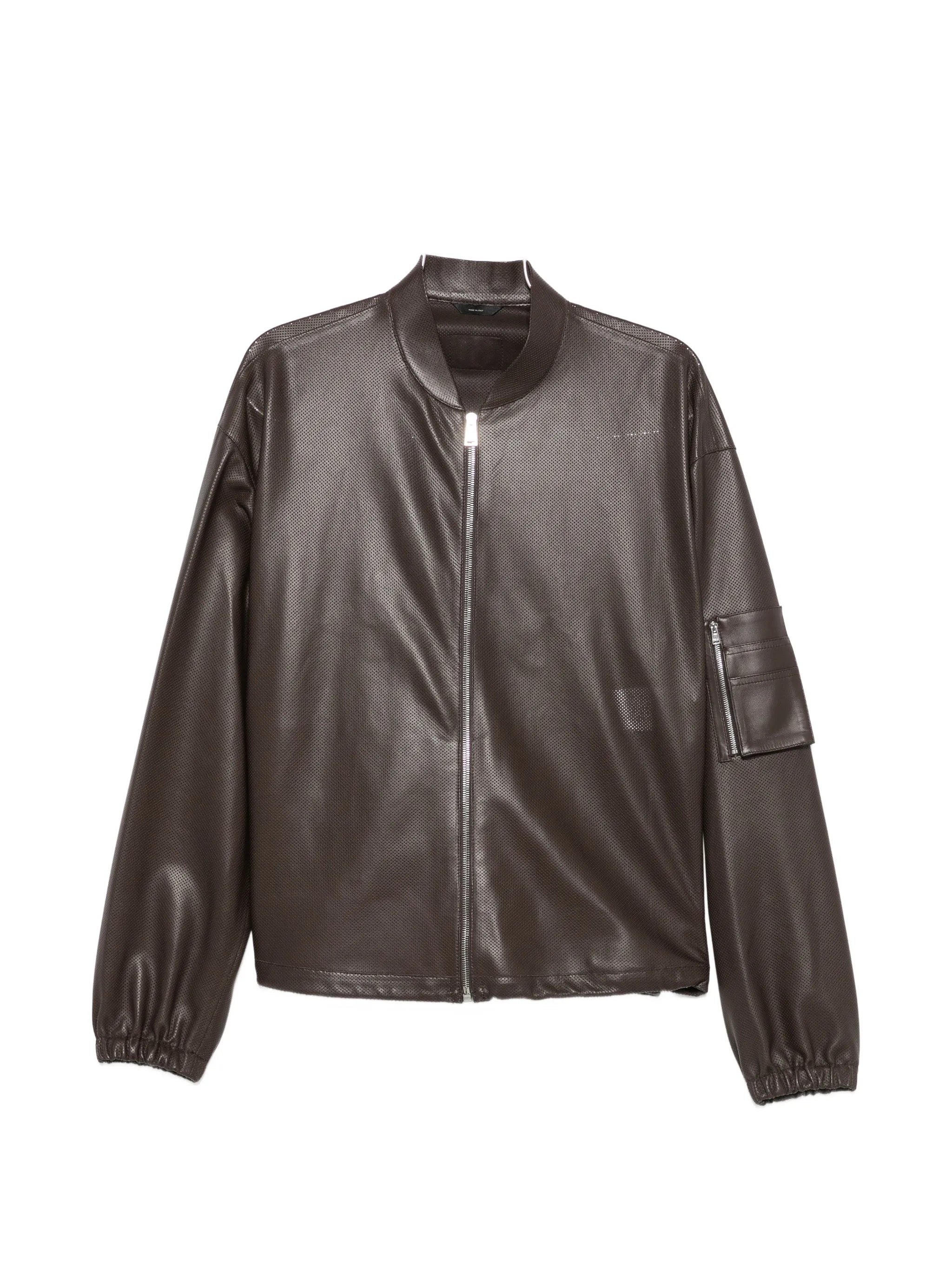 perforated-leather blouson jacket