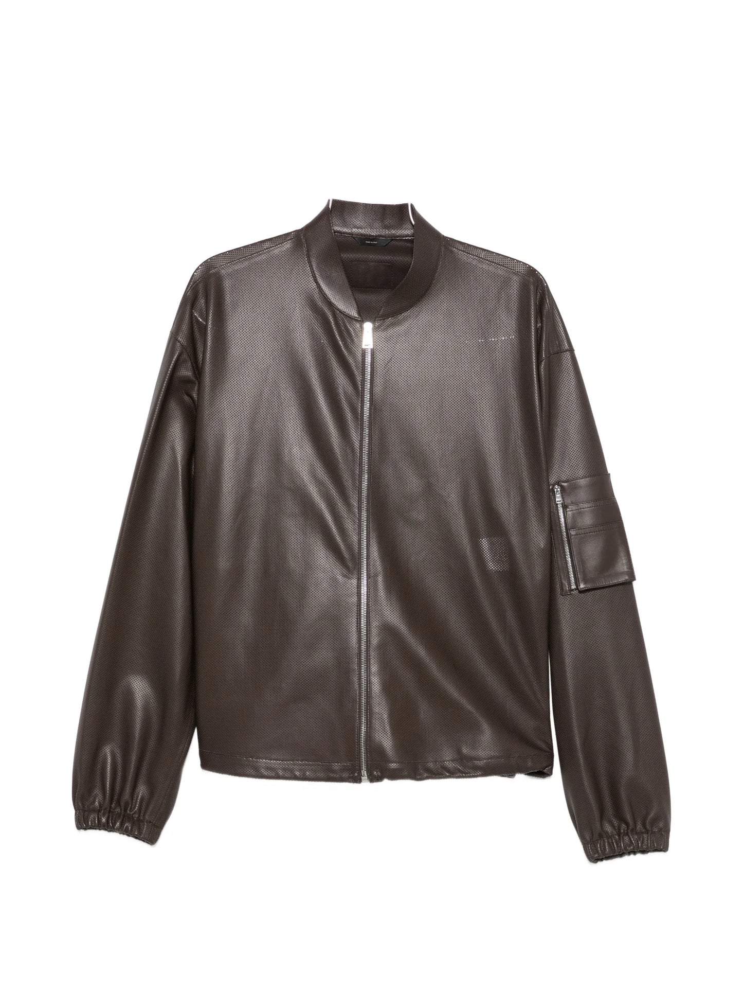 perforated-leather blouson jacket