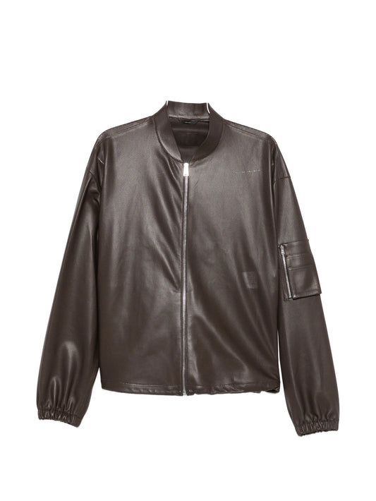perforated-leather blouson jacket