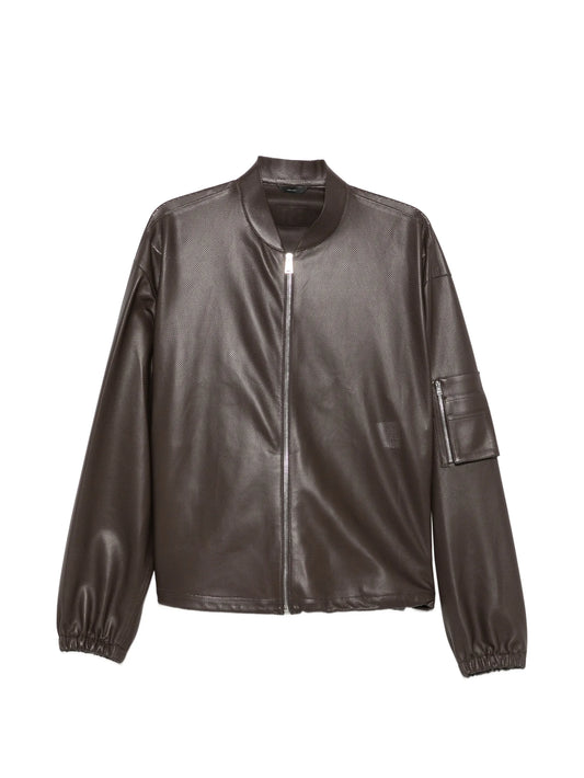 perforated-leather blouson jacket